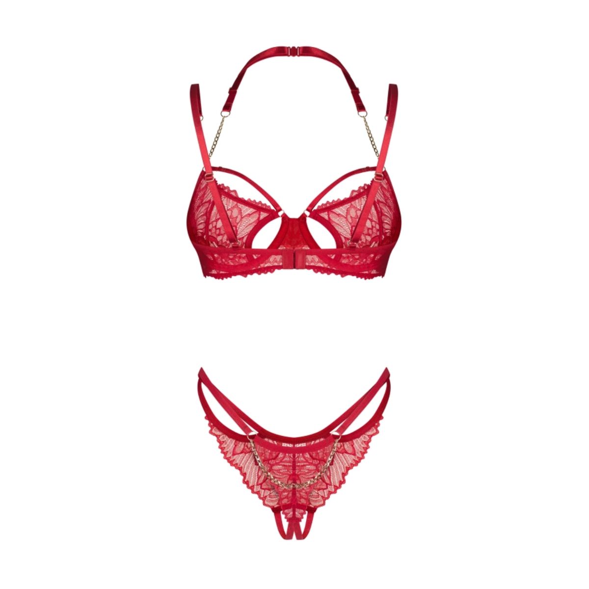 Obsessive – Matildea 2-Piece Crotchless Set – Red – Crotchless Knickers