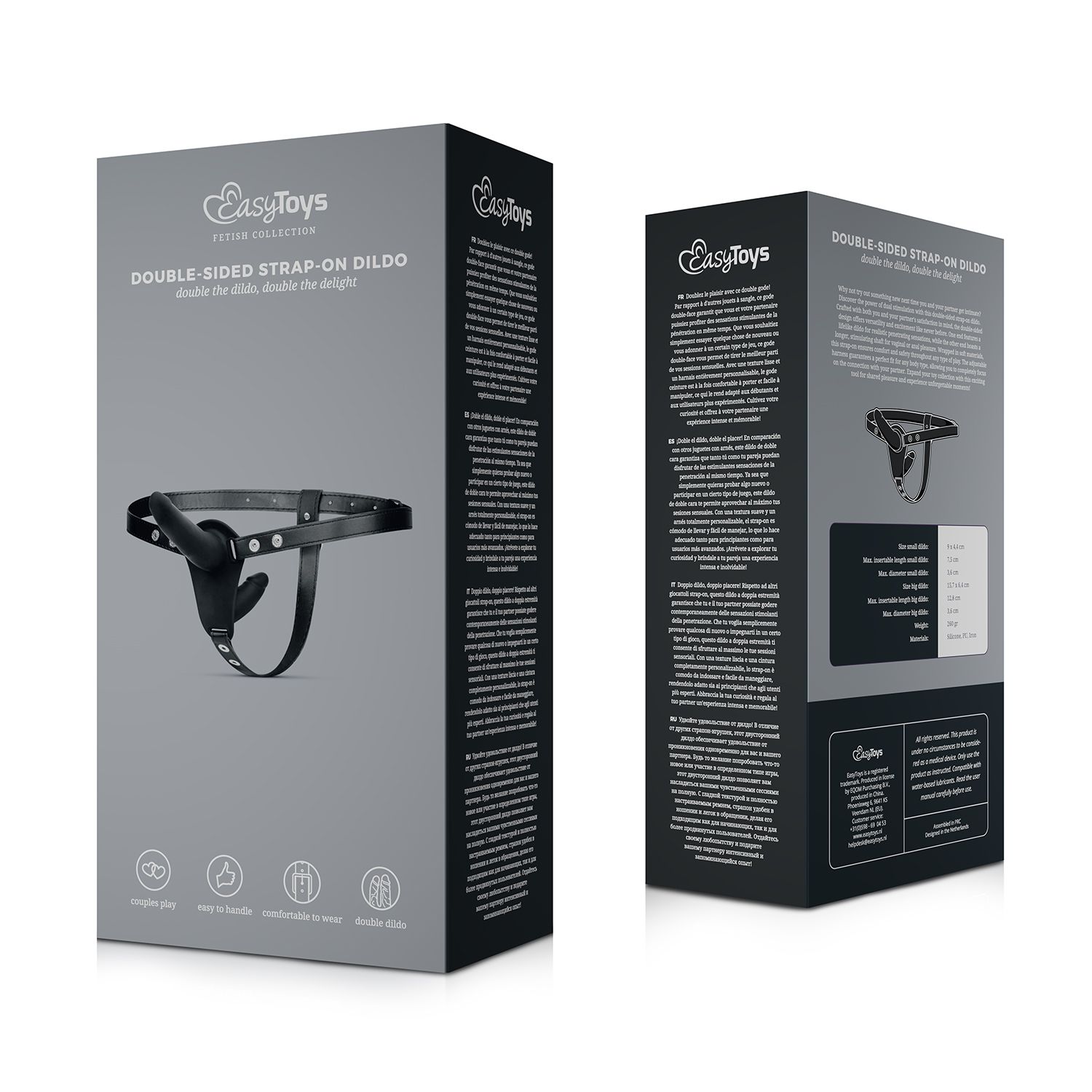 Easytoys Fetish - Double-Sided Strap-On Dildo - Black