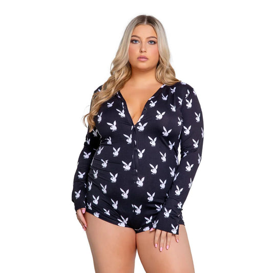 Playboy – Slumber Bunny Romper – Black – Lingerie Set