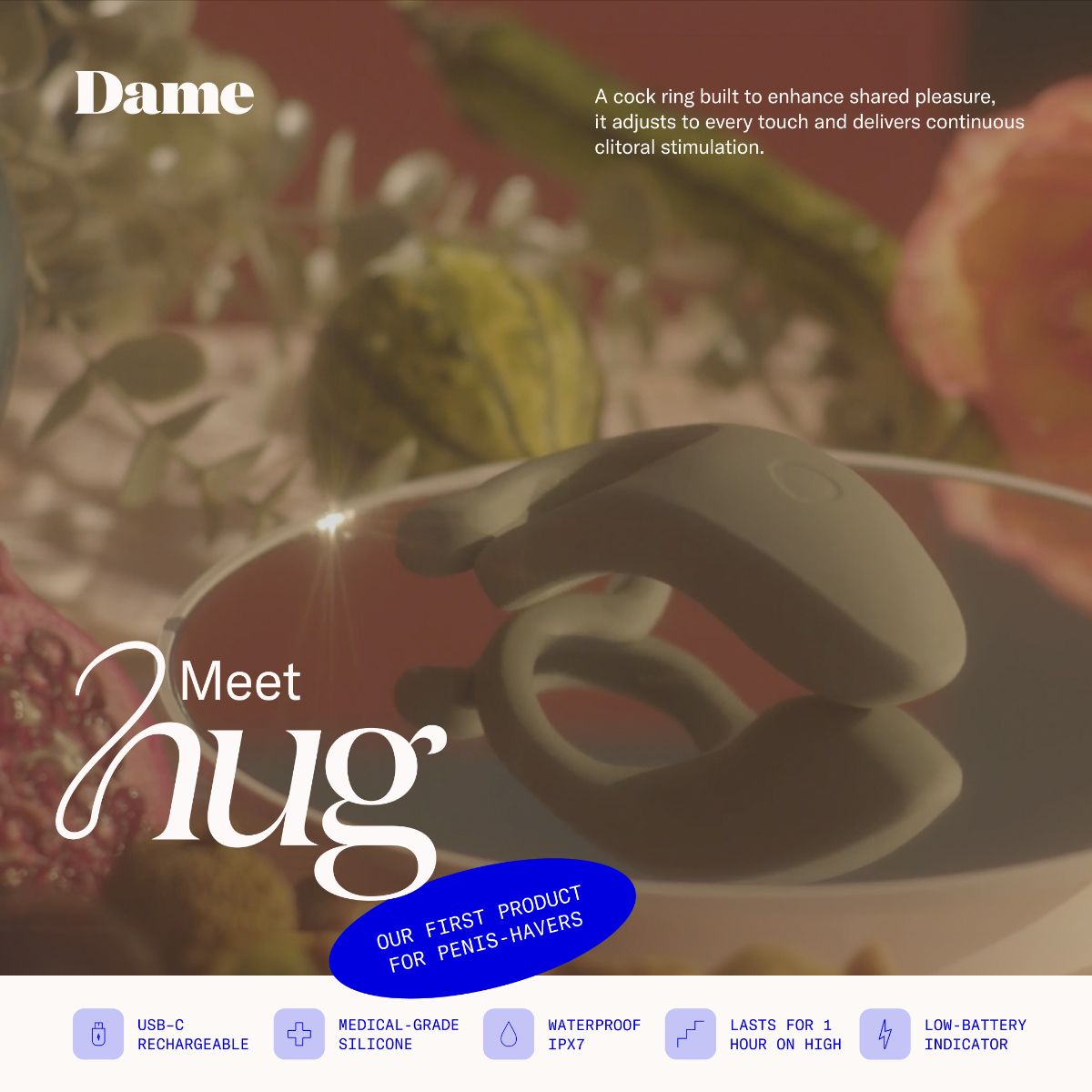 Dame - Hug Adjustable Cock Ring - Fir – Vibrating Cock Ring