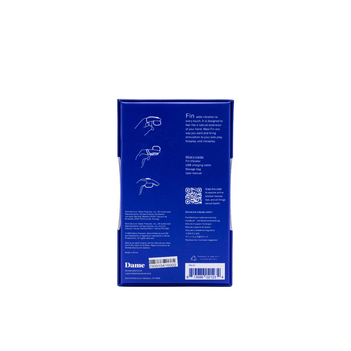 Dame - Fin Finger Vibrator - Citrus