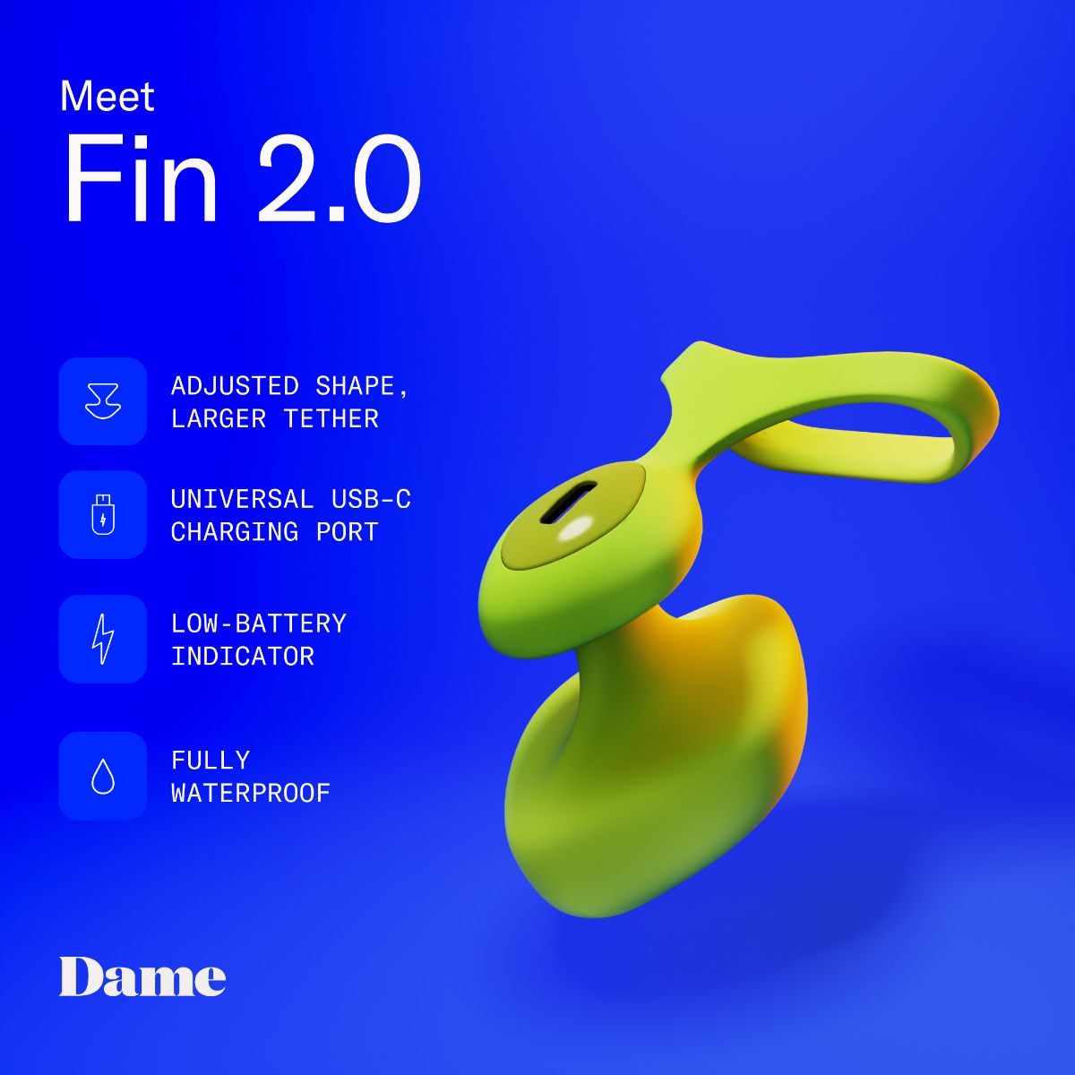 Dame - Fin 2.0 Finger Vibrator - Citrus – Mini Finger Vibrator