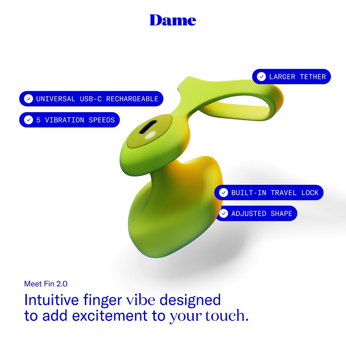 Dame - Fin 2.0 Finger Vibrator - Citrus – Mini Finger Vibrator