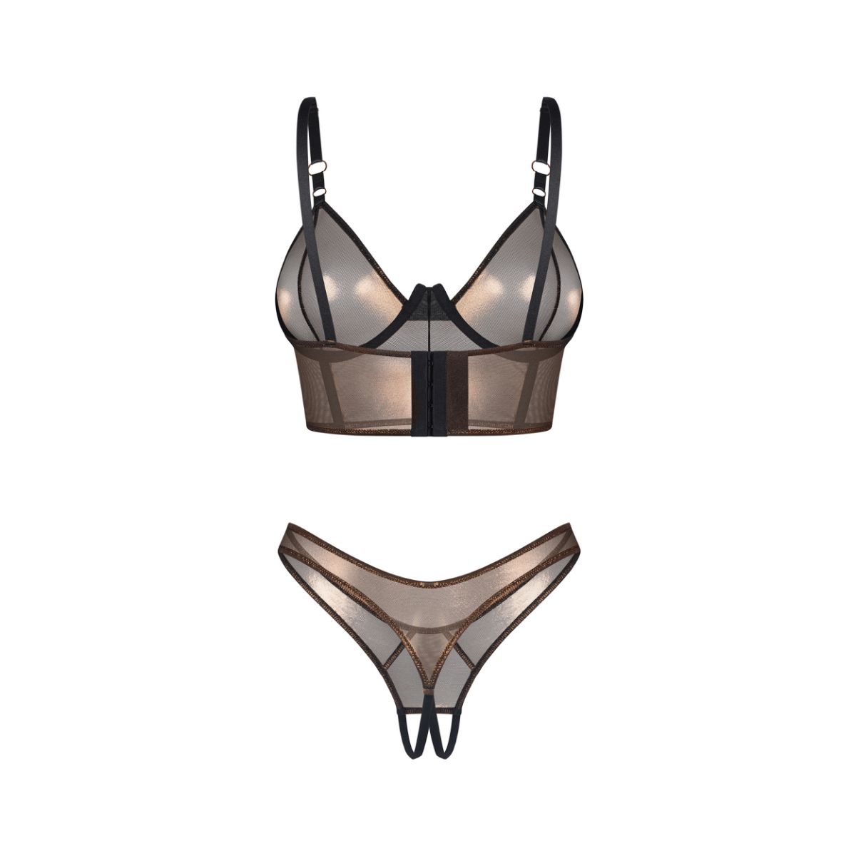 Obsessive – Soranna Top & Crotchless Thong – Brown – Crotchless Knickers