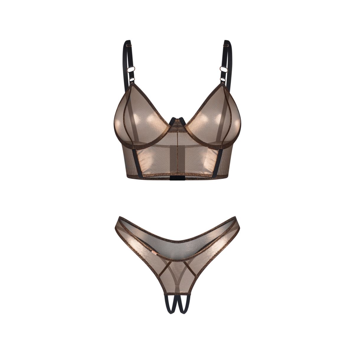 Obsessive – Soranna Top & Crotchless Thong – Brown – Crotchless Knickers