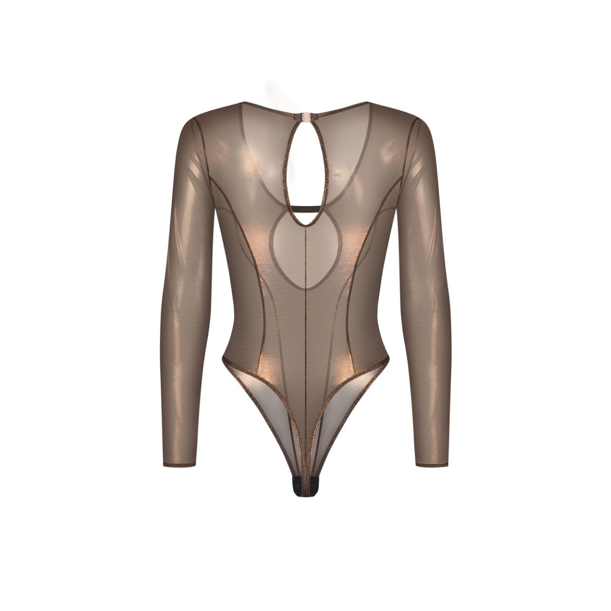 Obsessive – Soranna Long-Sleeved Crotchless Teddy – Brown – Crotchless Knickers