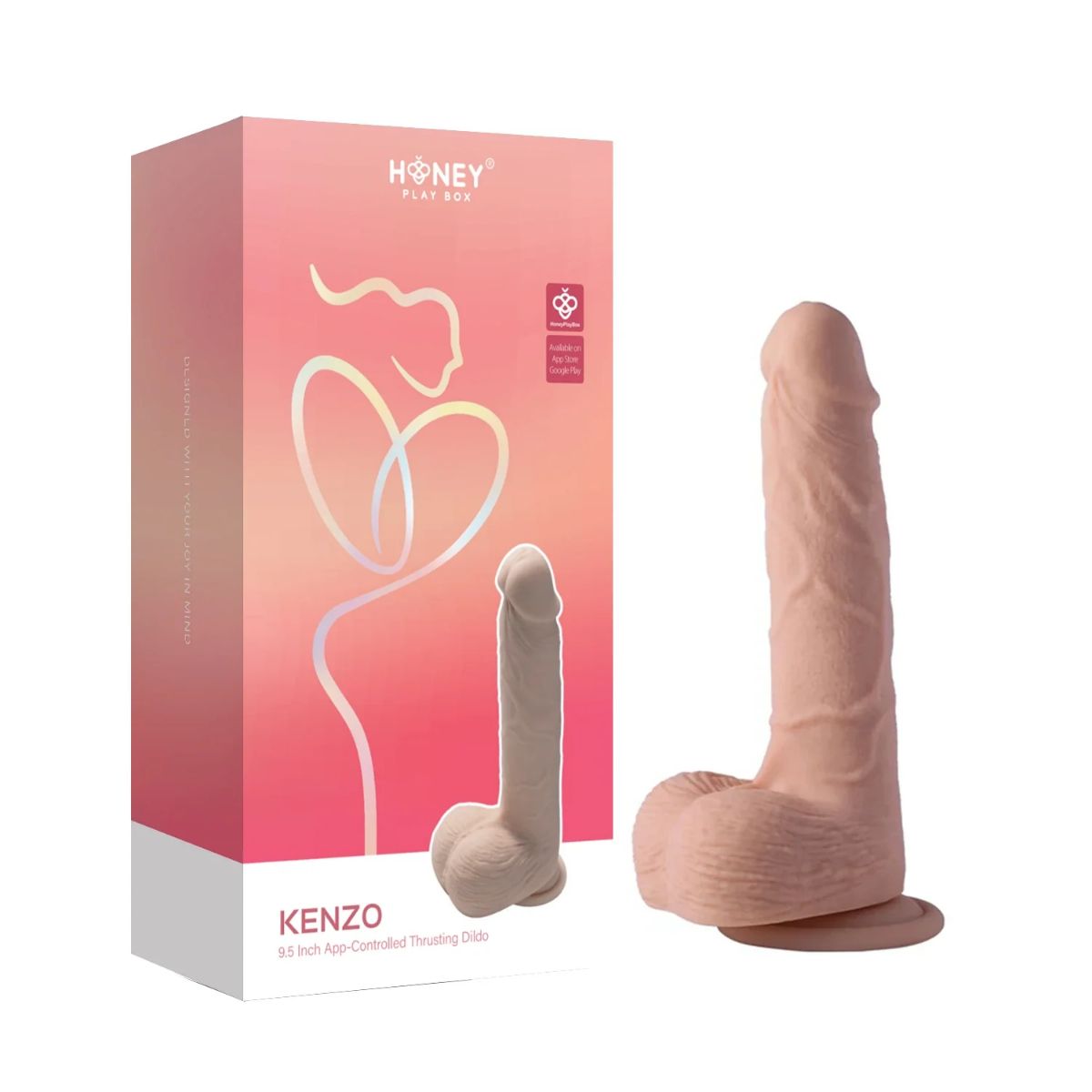 HoneyPlayBox – Kenzo Thrusting Suction Dildo – 23.9 cm – Suction Cup Dildo