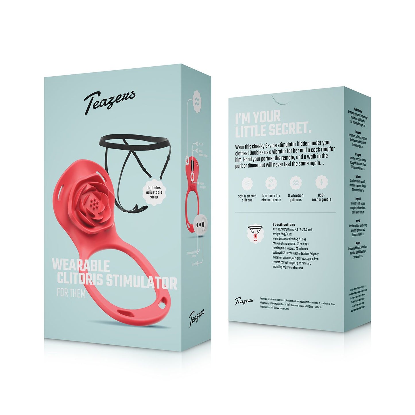 Teazers - Wearable Clitoral Stimulator Harness - Red – Vibrating Cock Ring