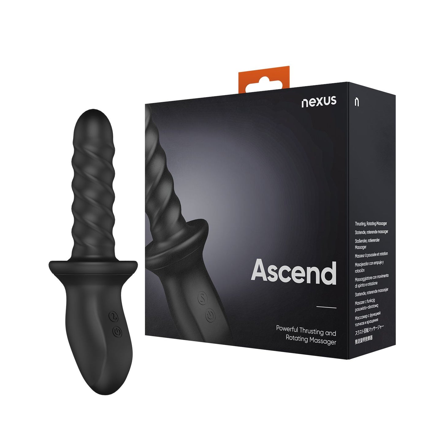 Nexus – Ascend Thrusting & Rotating Massager – Black