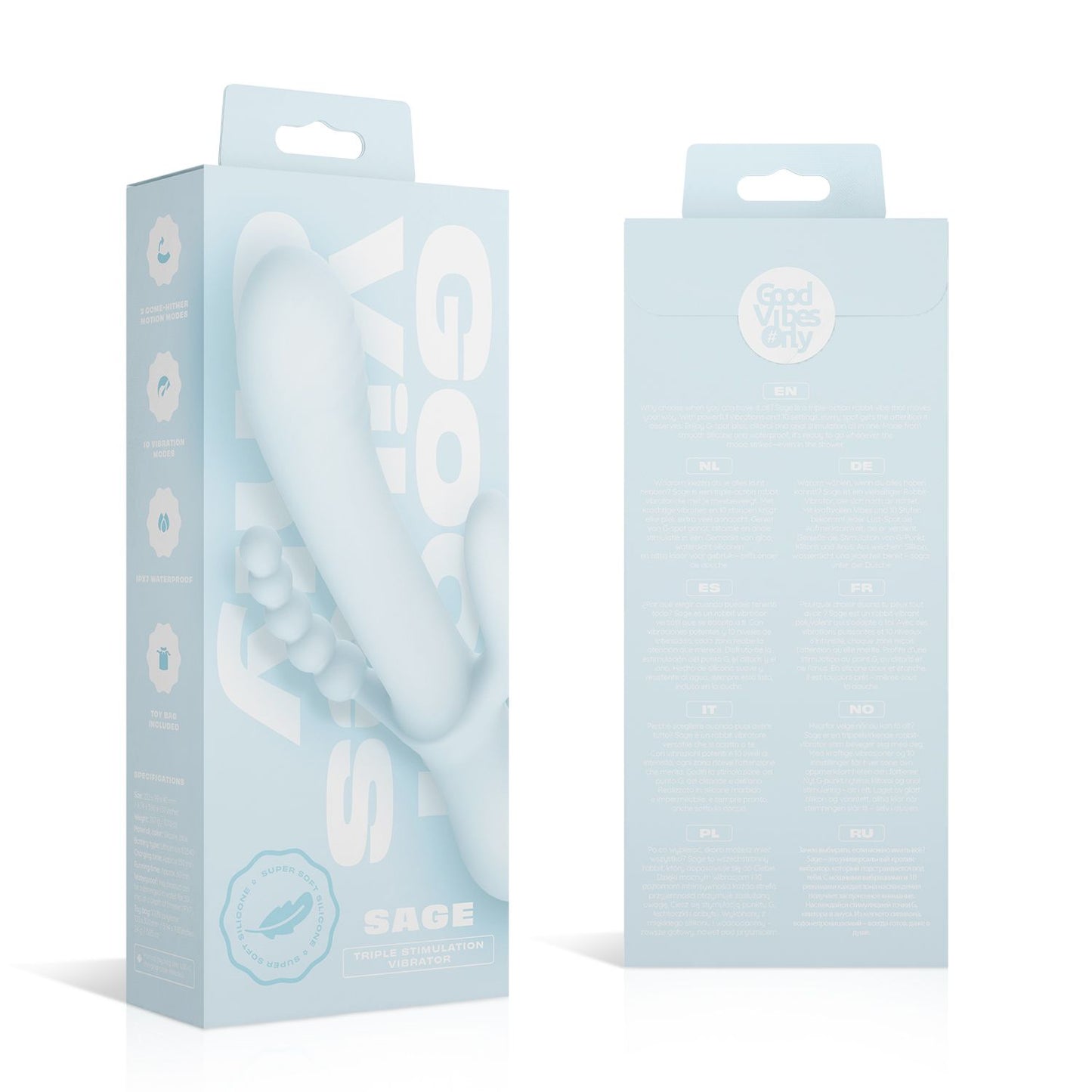 Good Vibes Only - Triple Stimulation Vibe - Soft Silicone - Blue – Rabbit Vibrator