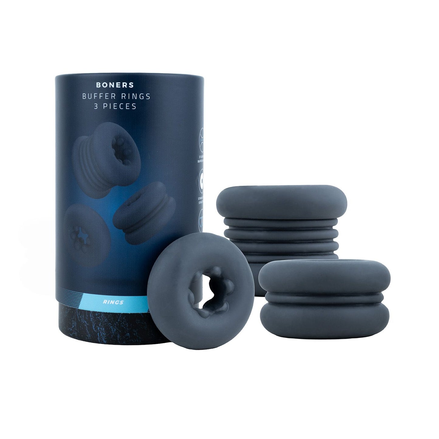 Boners - Buffer Rings 3 pcs - Blue – Cock Ring