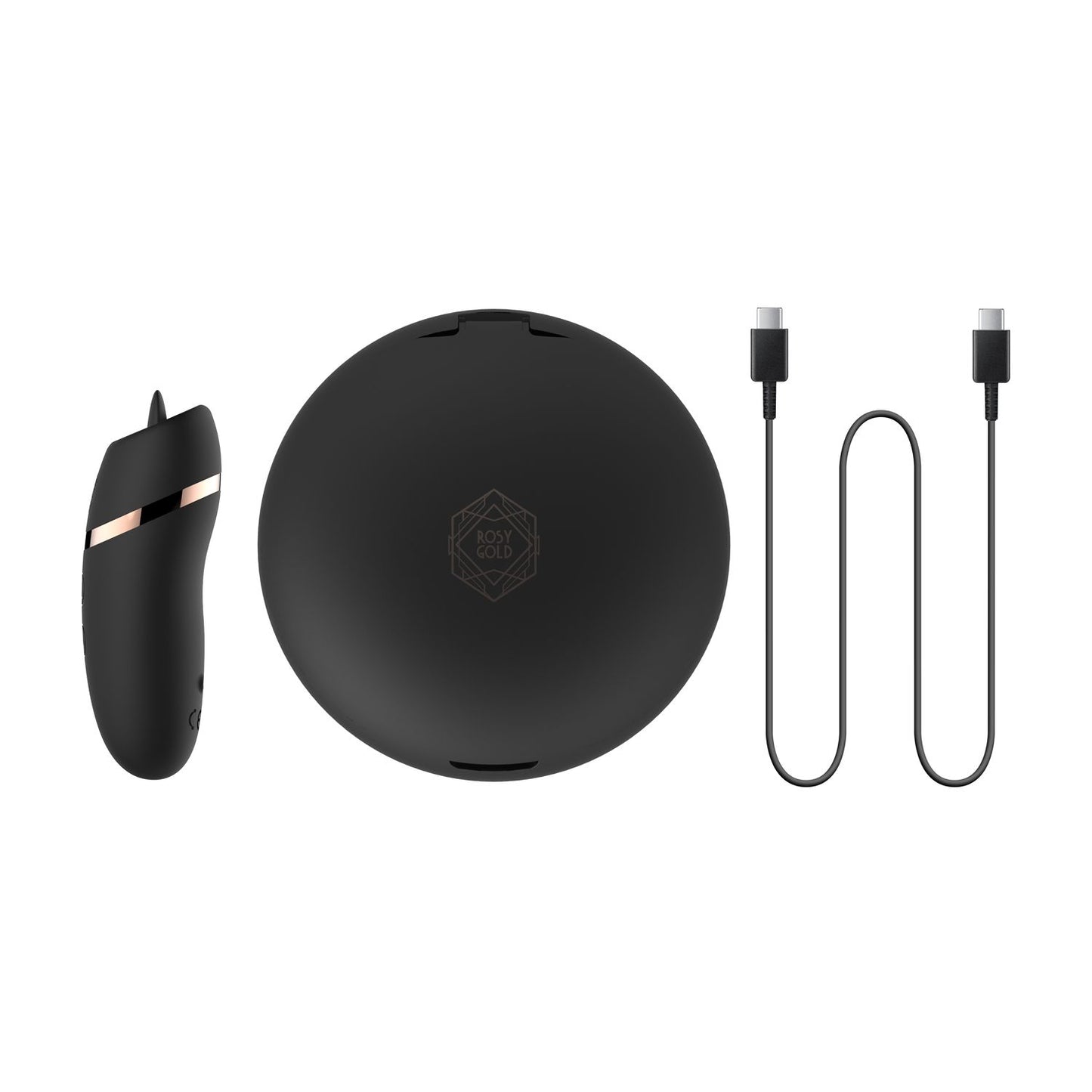 Rosy Gold – Estimulador Lambedor com Caixa de Carregamento de Luxo – Preto