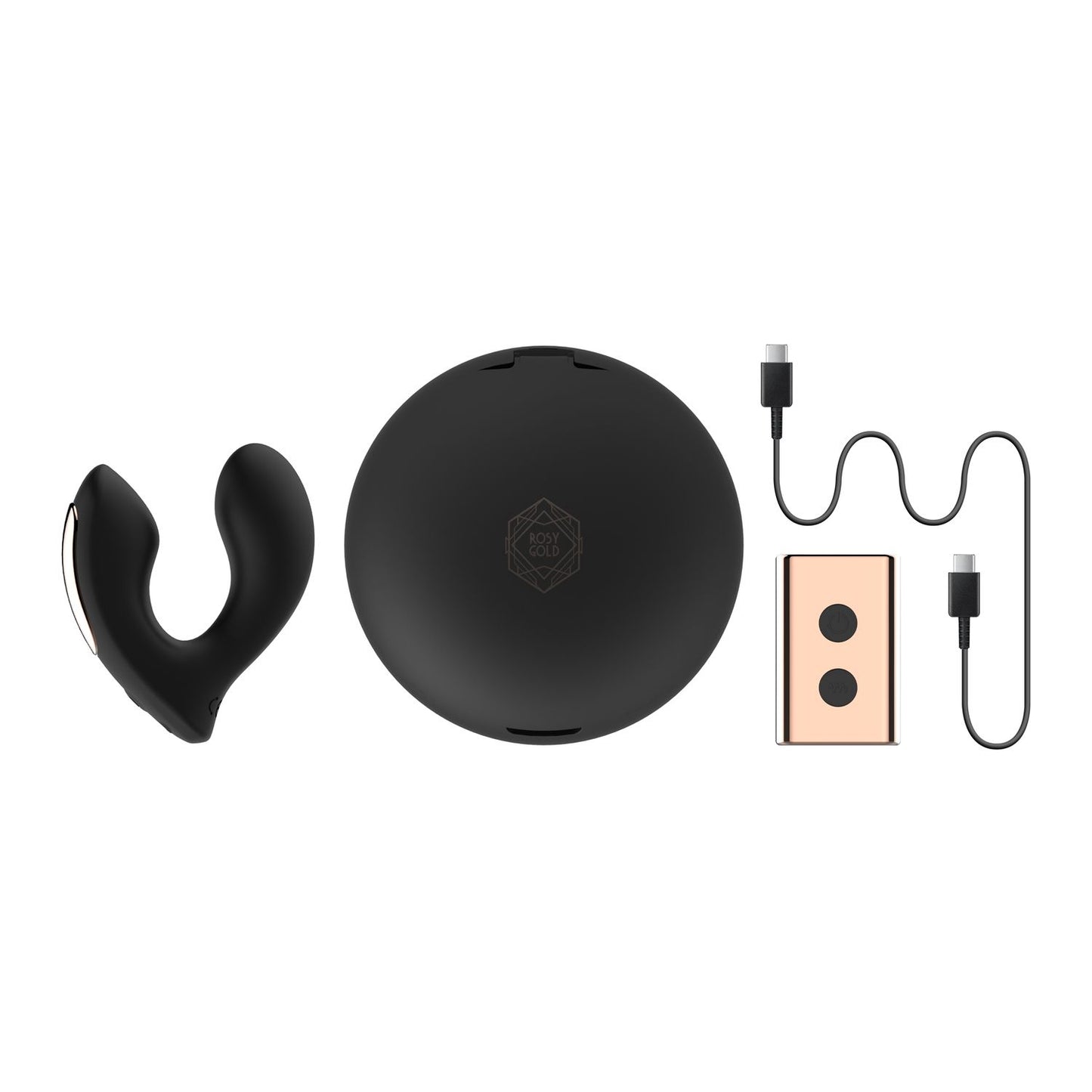 Rosy Gold – Vibrador Portátil com Estojo de Carregamento de Luxo – Preto