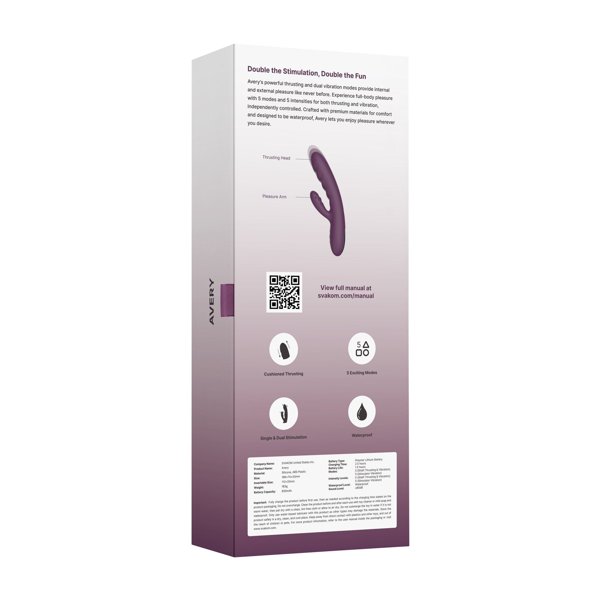 SVAKOM - Avery Powerful Thrusting Vibrator Lilac