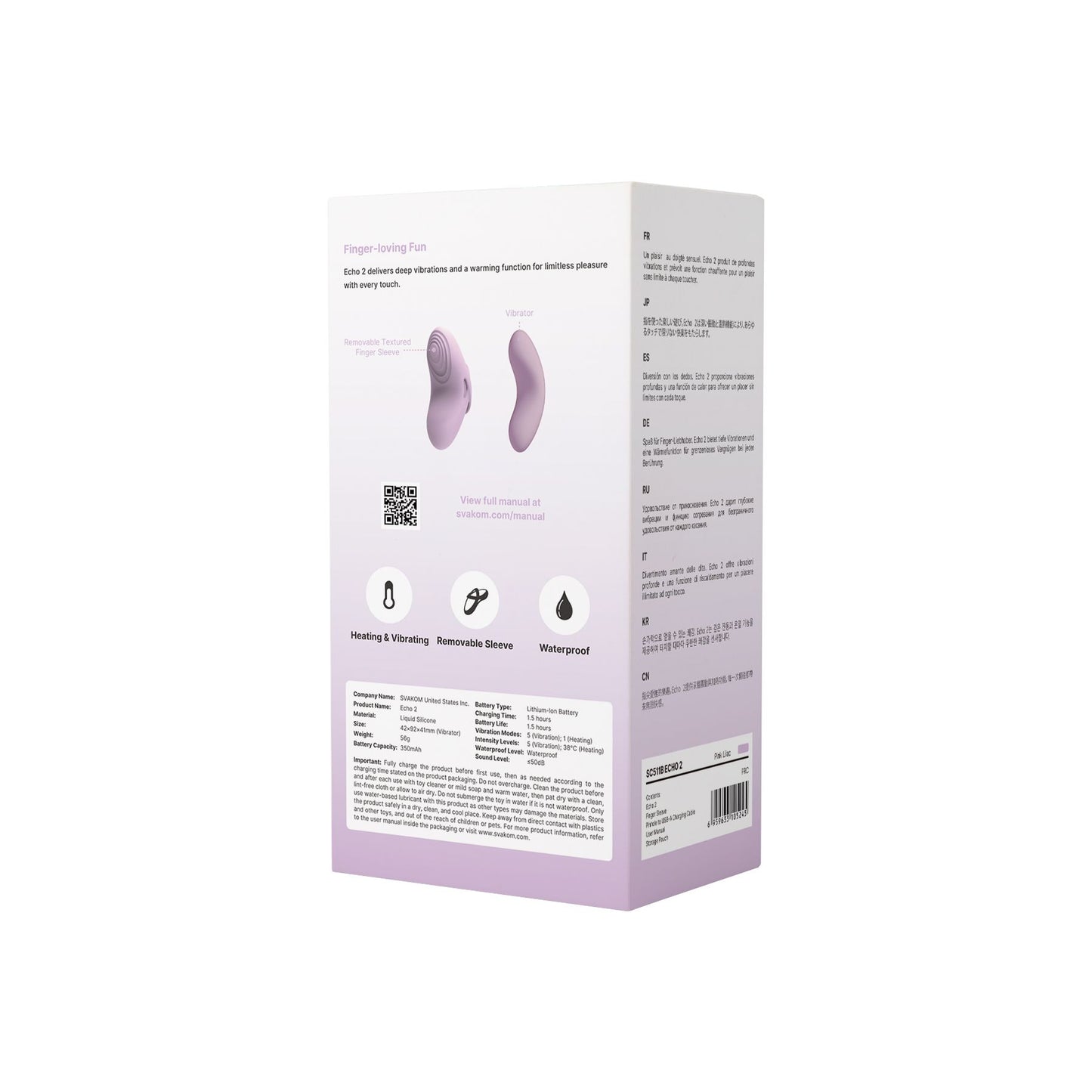 Svakom- Echo 2 Finger Vibrator - Pink Lilac – Mini Finger Vibrator