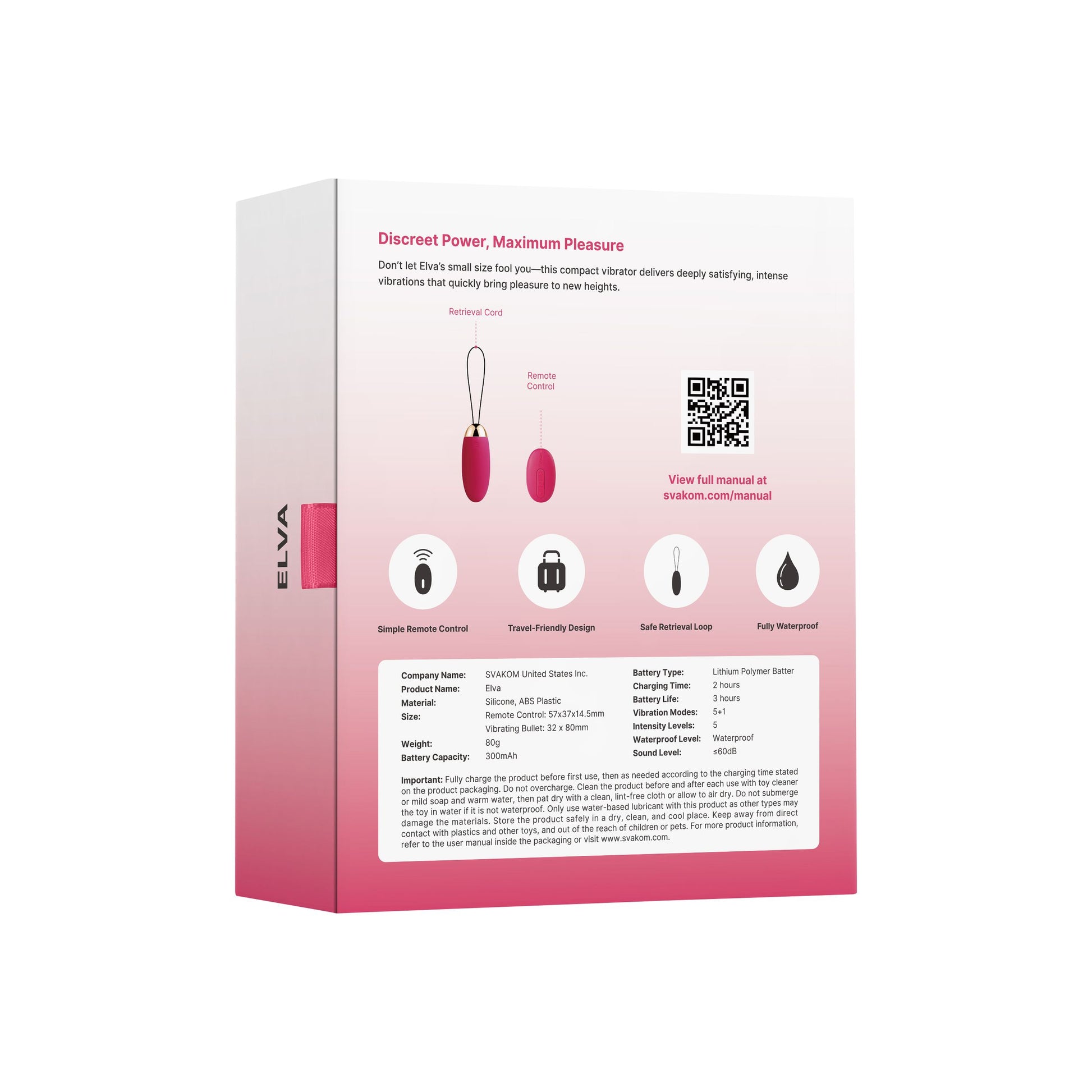 SVAKOM - Elva Vibrating Egg with Remote - Pink