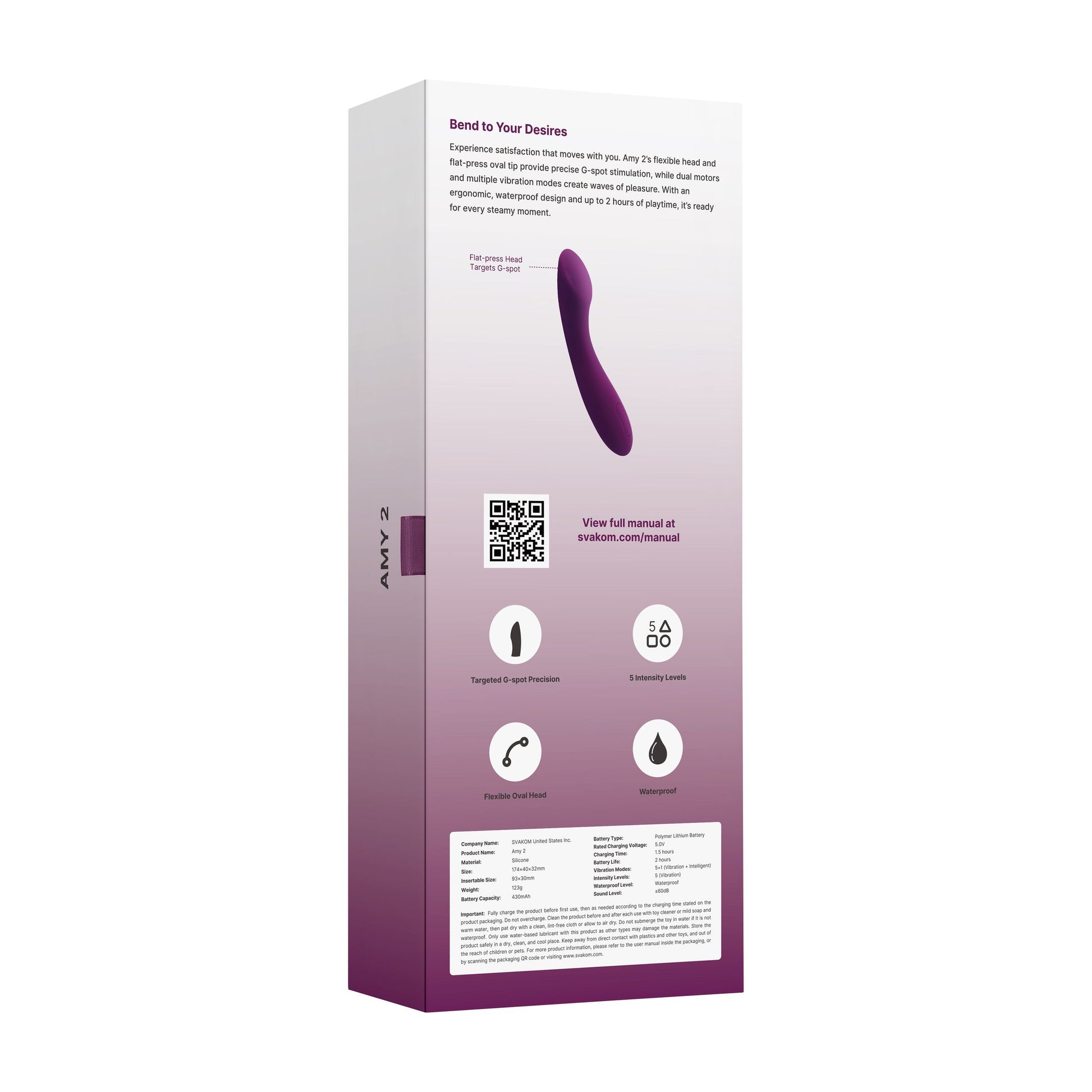 SVAKOM - AMY 2 G-Spot & Clitoral Vibrator - Violet