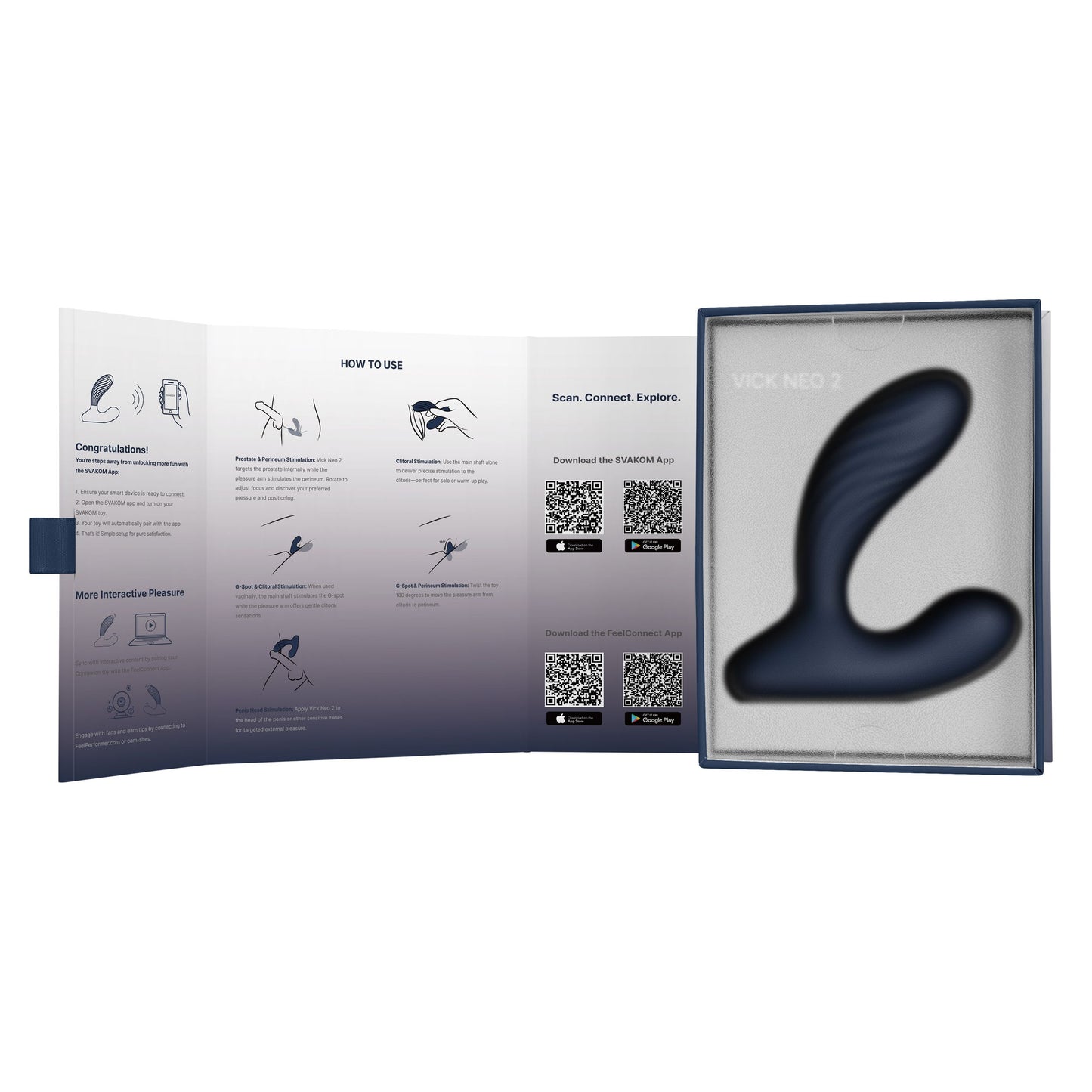 SVAKOM - Prostate Vibrator Vick Neo 2 - Blue – Rechargeable Prostate Massager