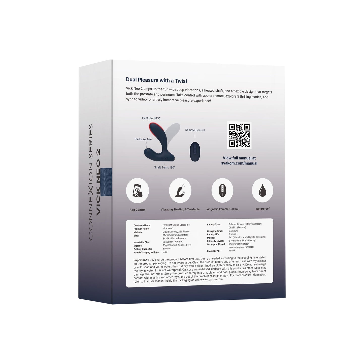 SVAKOM - Prostate Vibrator Vick Neo 2 - Blue – Rechargeable Prostate Massager