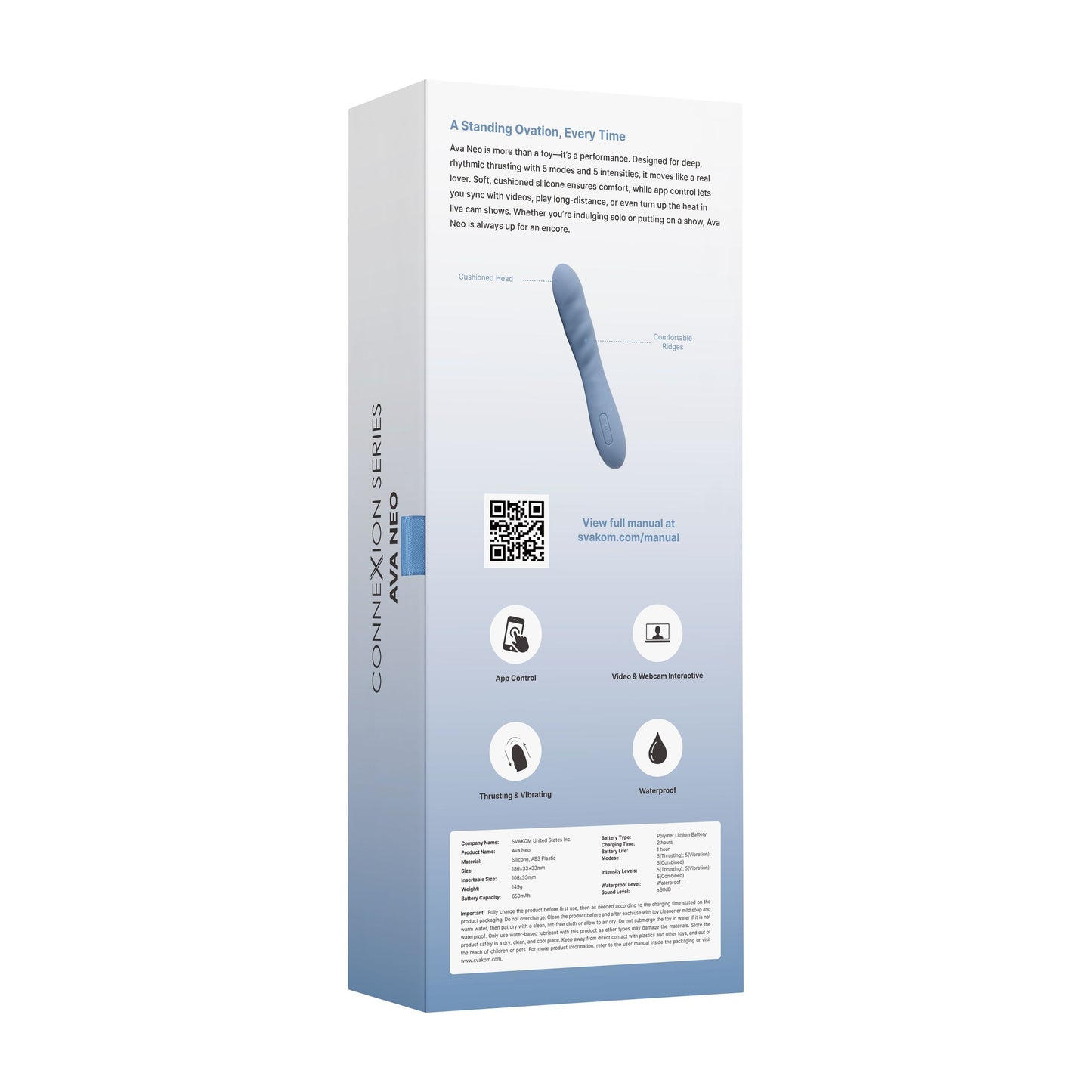 SVAKOM - Ava Neo Interactive Thrusting Vibrator - blue