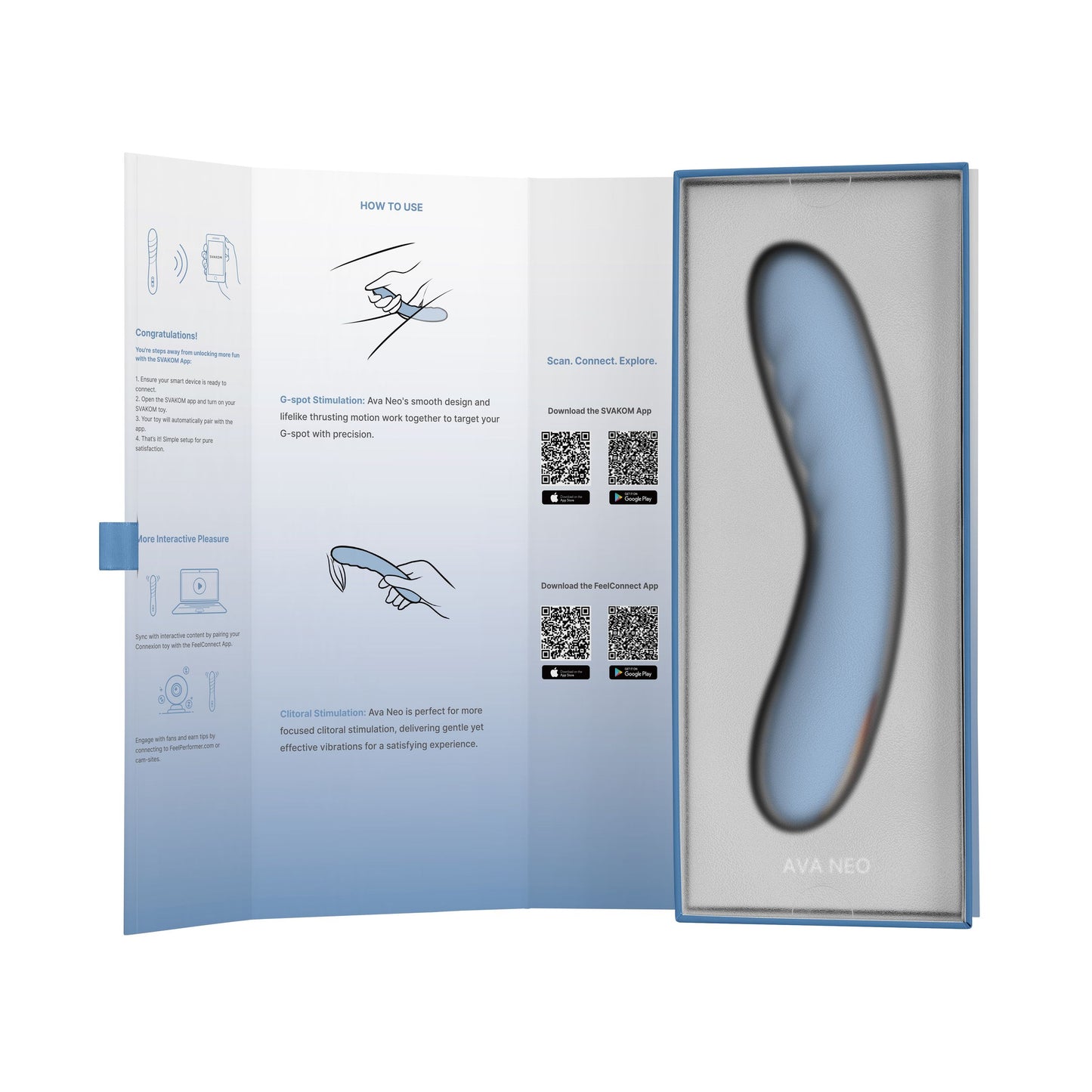 SVAKOM - Ava Neo Interactive Thrusting Vibrator - blue