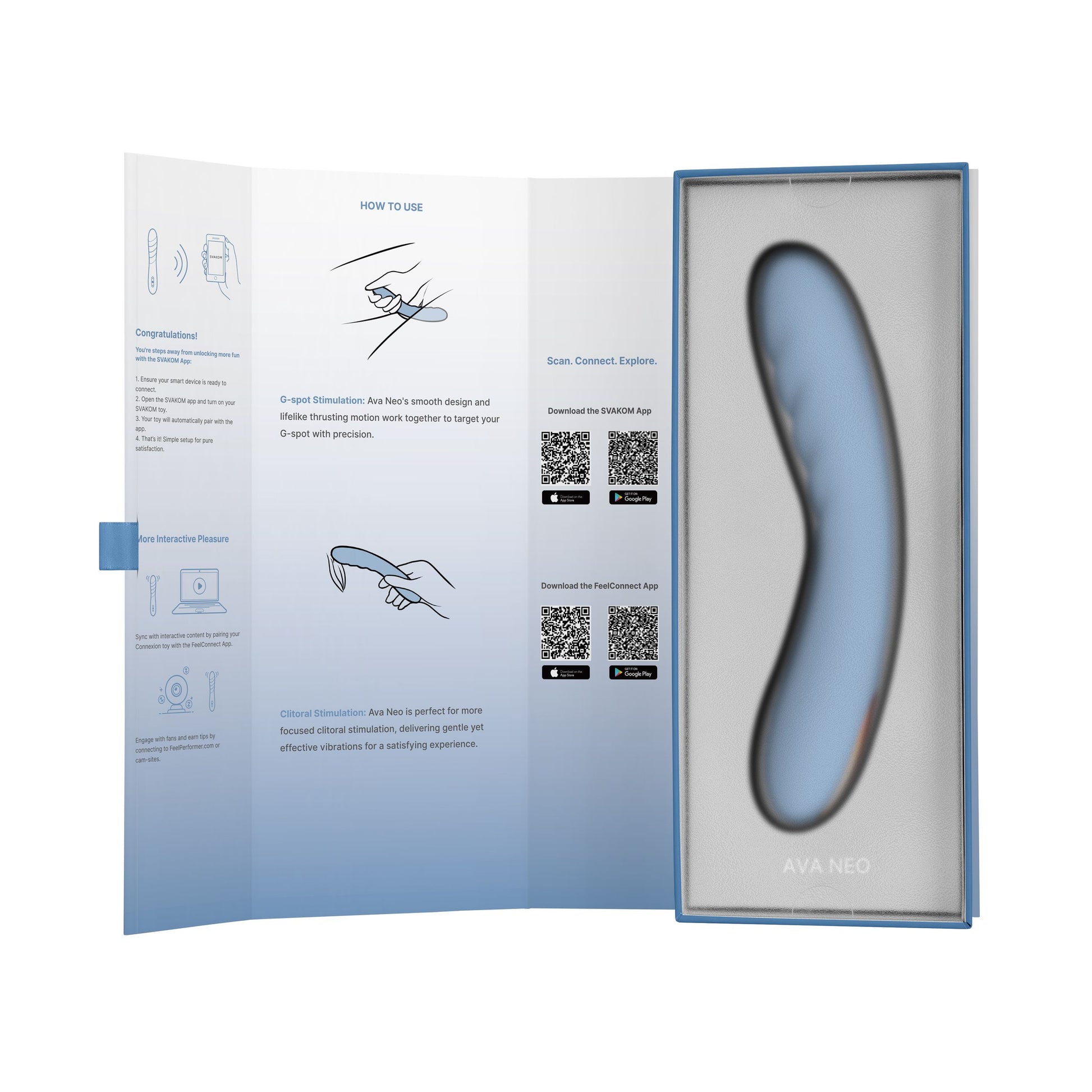 SVAKOM - Ava Neo Interactive Thrusting Vibrator - blue