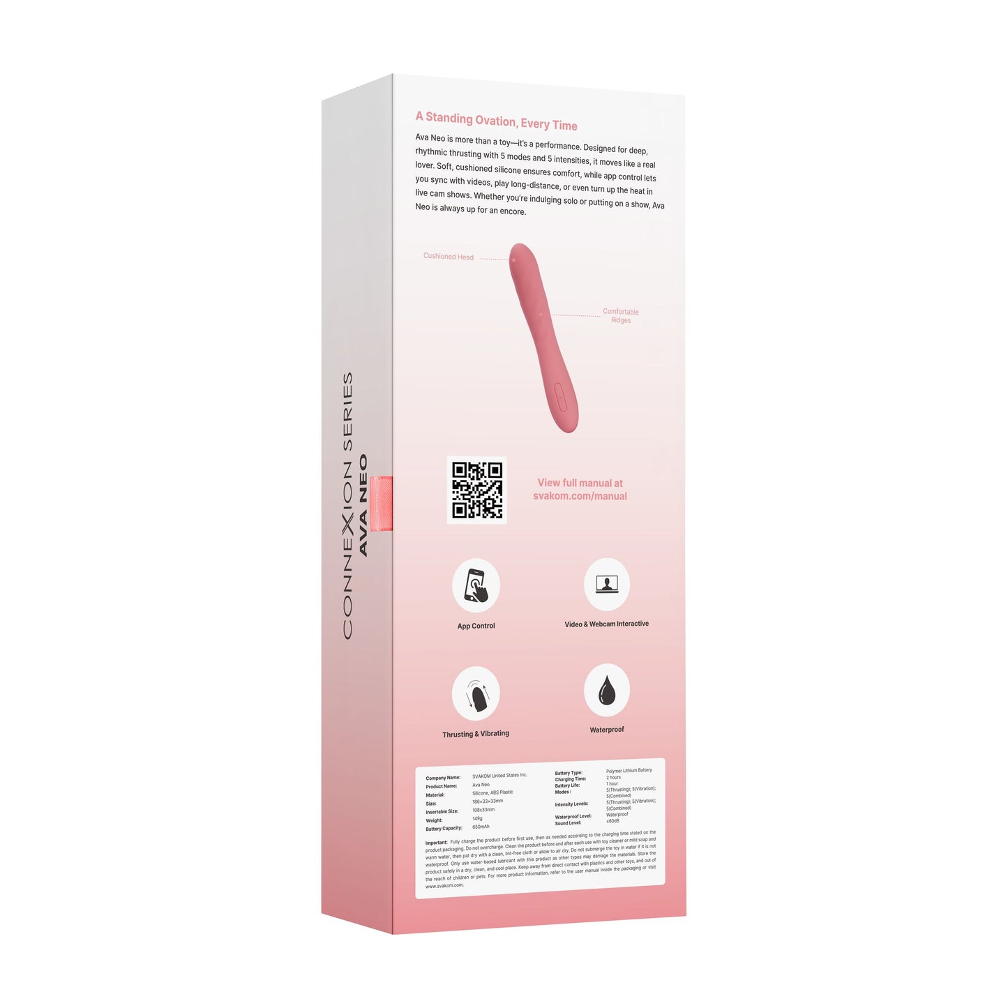SVAKOM - Ava Neo Interactive Thrusting Vibrator - Peach – Clitoral Vibrator