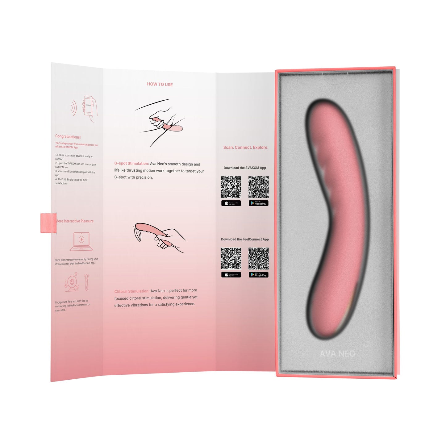 SVAKOM - Ava Neo Interactive Thrusting Vibrator - Peach – Clitoral Vibrator