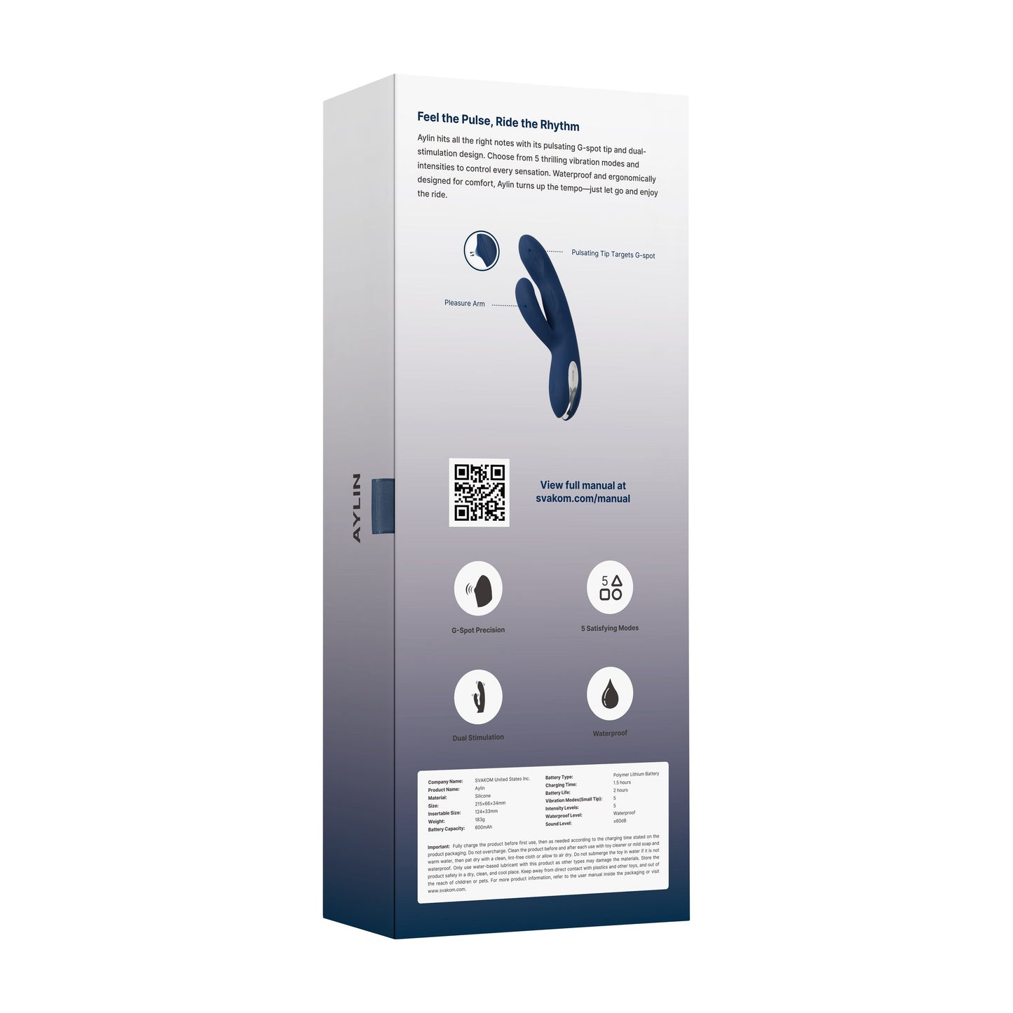 Svakom - Aylin Powerful Pulsating Dual-Headed Vibrator - Dark Blue