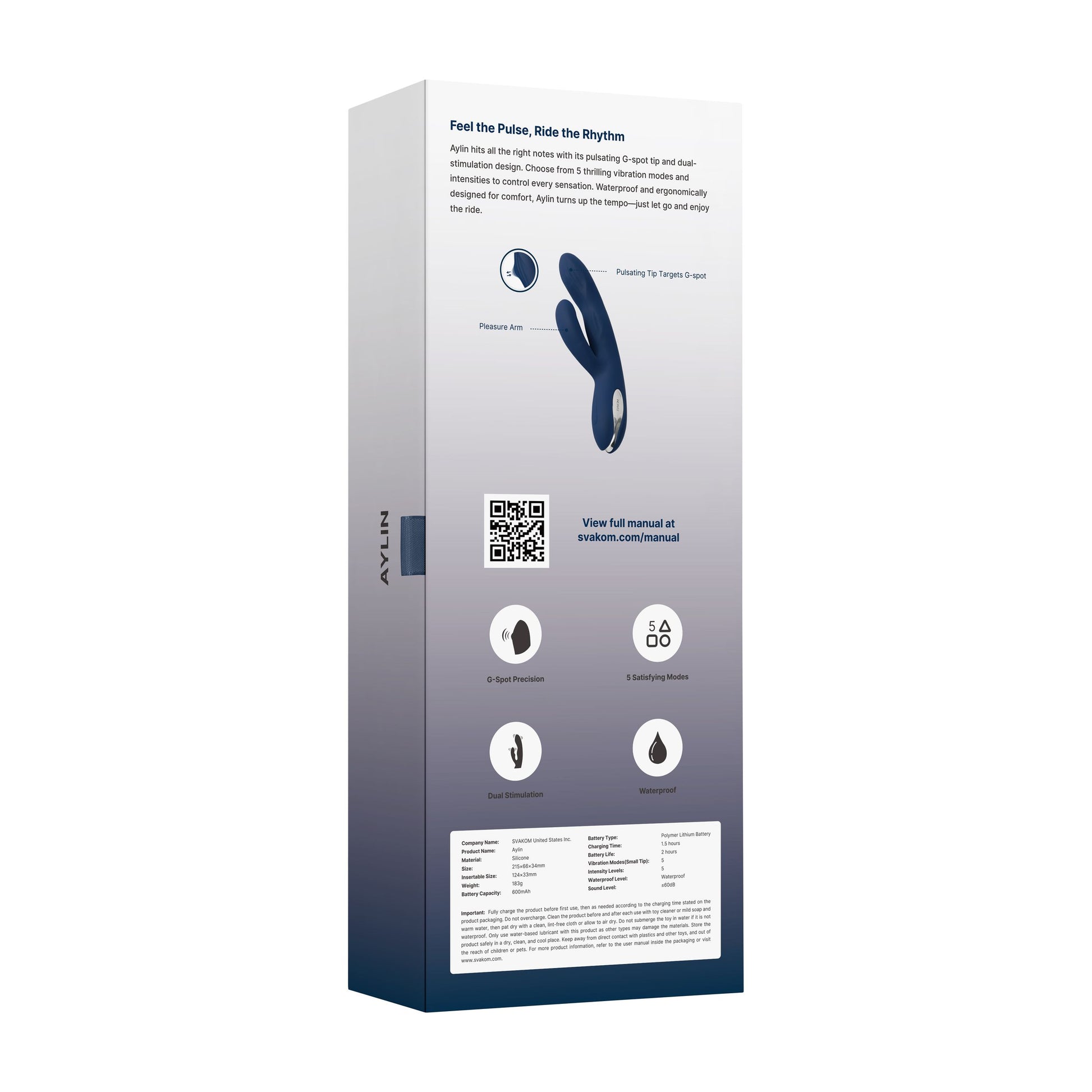 Svakom - Aylin Powerful Pulsating Dual-Headed Vibrator - Dark Blue