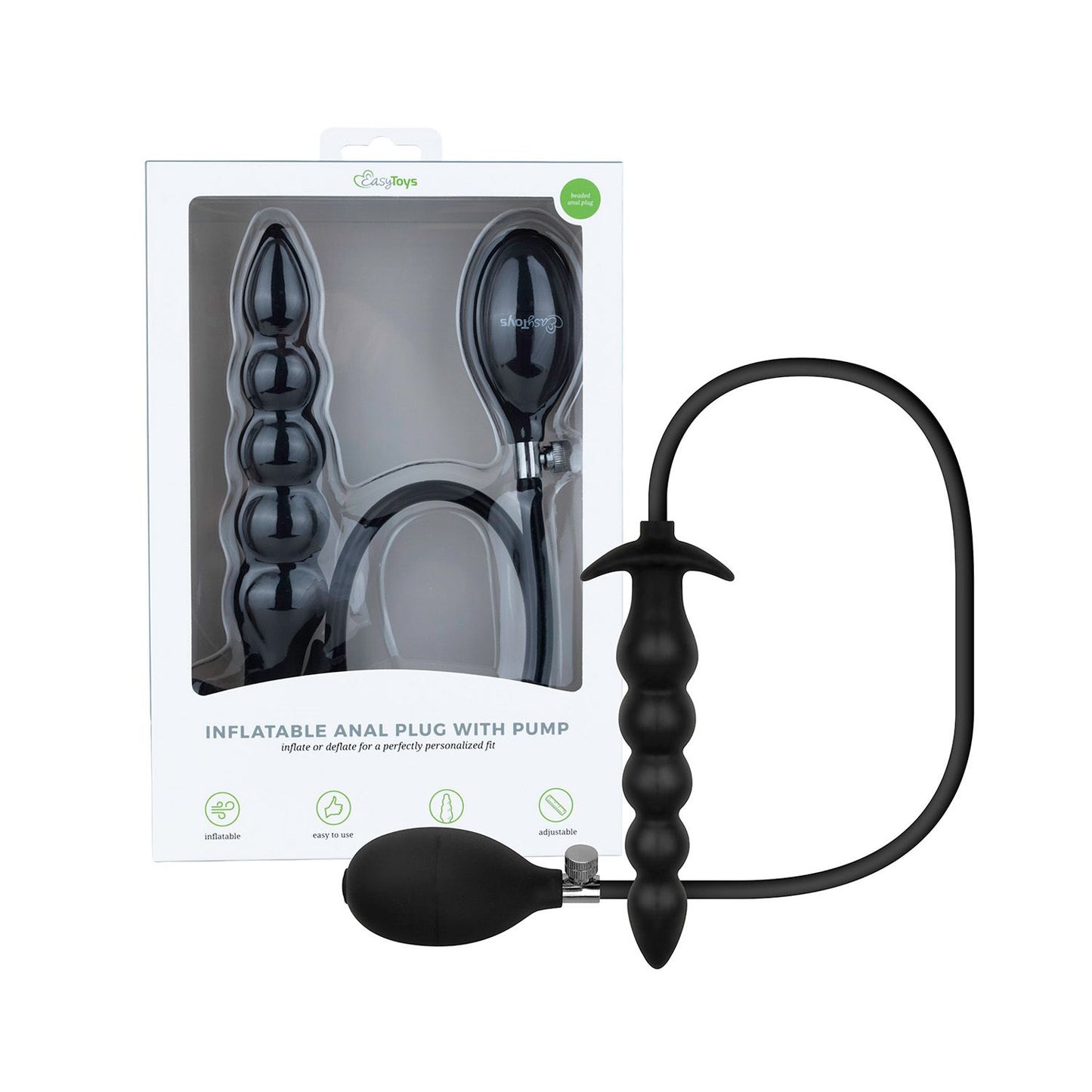 Anal Collection - Inflatable Anal Plug with Pump 20 cm - Black – Butt Plug