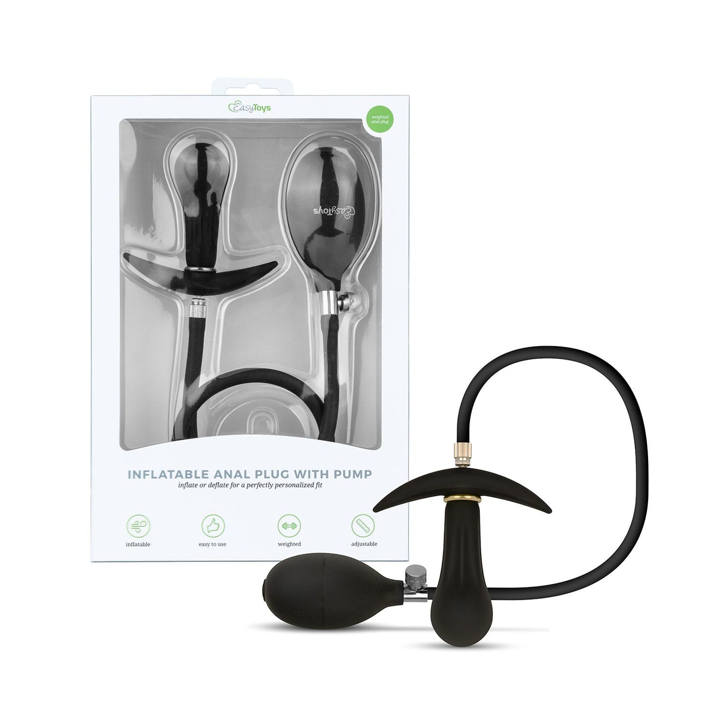 Anal Collection - Inflatable Butt Plug with Pump 8 cm - Black – Silicone Butt Plug