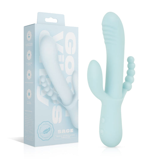 Good Vibes Only - Triple Stimulation Vibe - Soft Silicone - Blue – Rabbit Vibrator