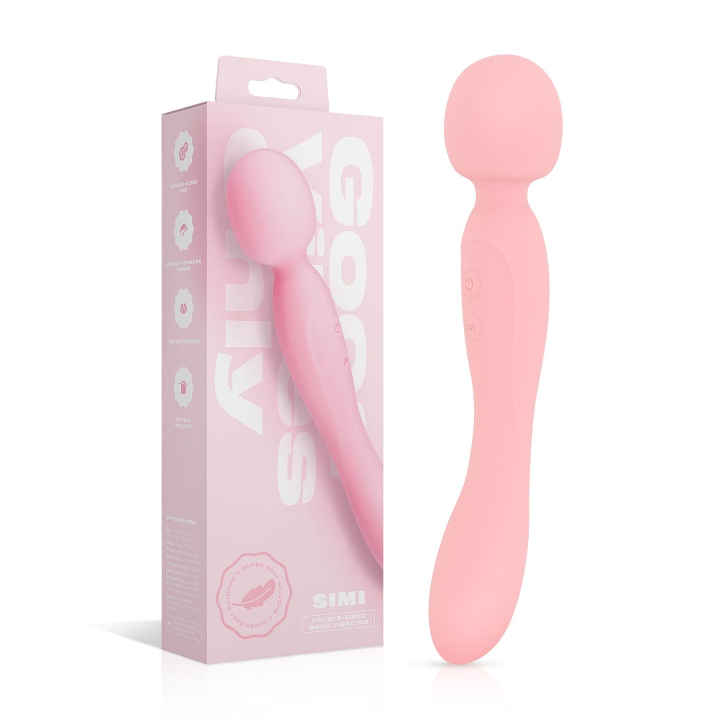 Good Vibes Only - Double-Sided Wand Vibrator - Soft Silicone - Pink – Silicone Wand Vibrator