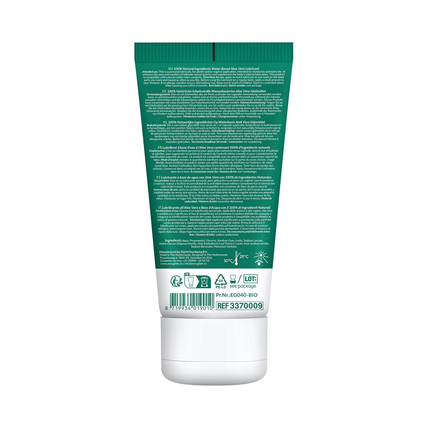 EasyGlide - Bio & Natural Water Based Aloë vera Lubricant - 100 ml