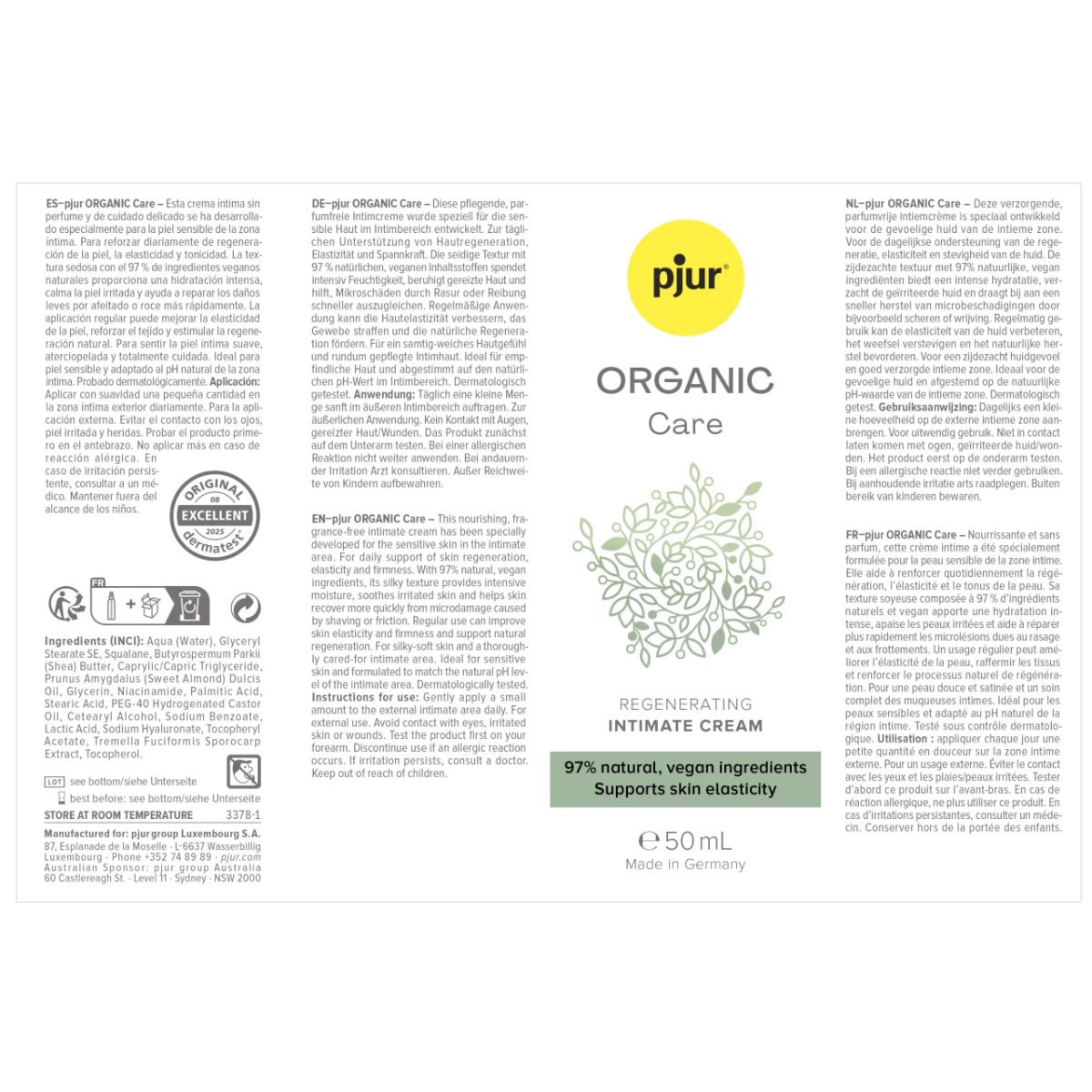 Pjur - Organic Care Intimate Cream - 50ml