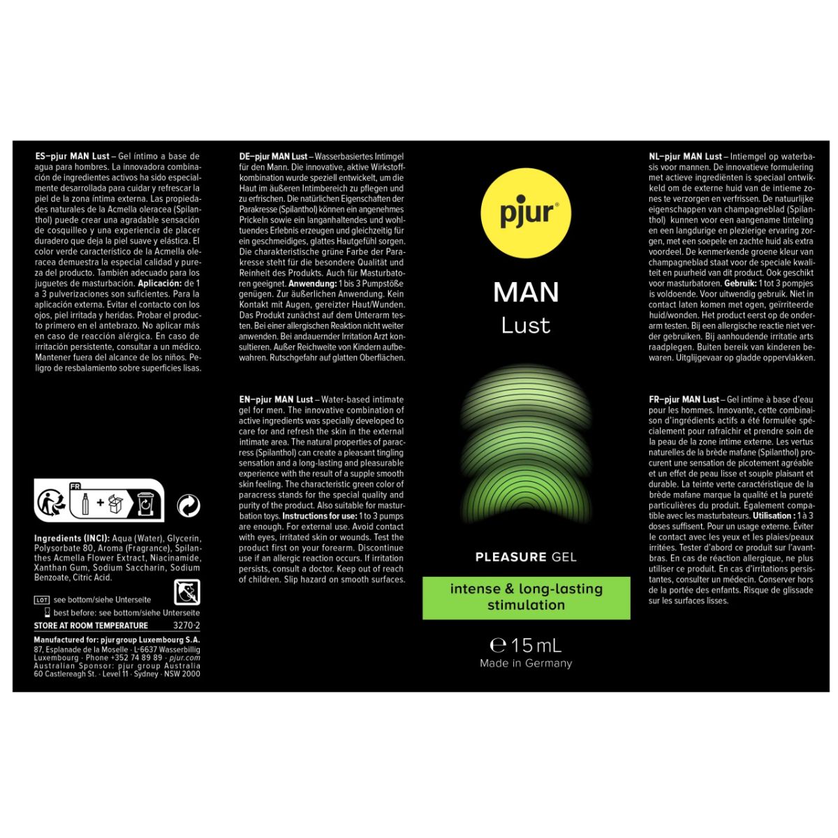 Pjur - Man Lust Pleasure Gel - 15ml – Arousal Gel