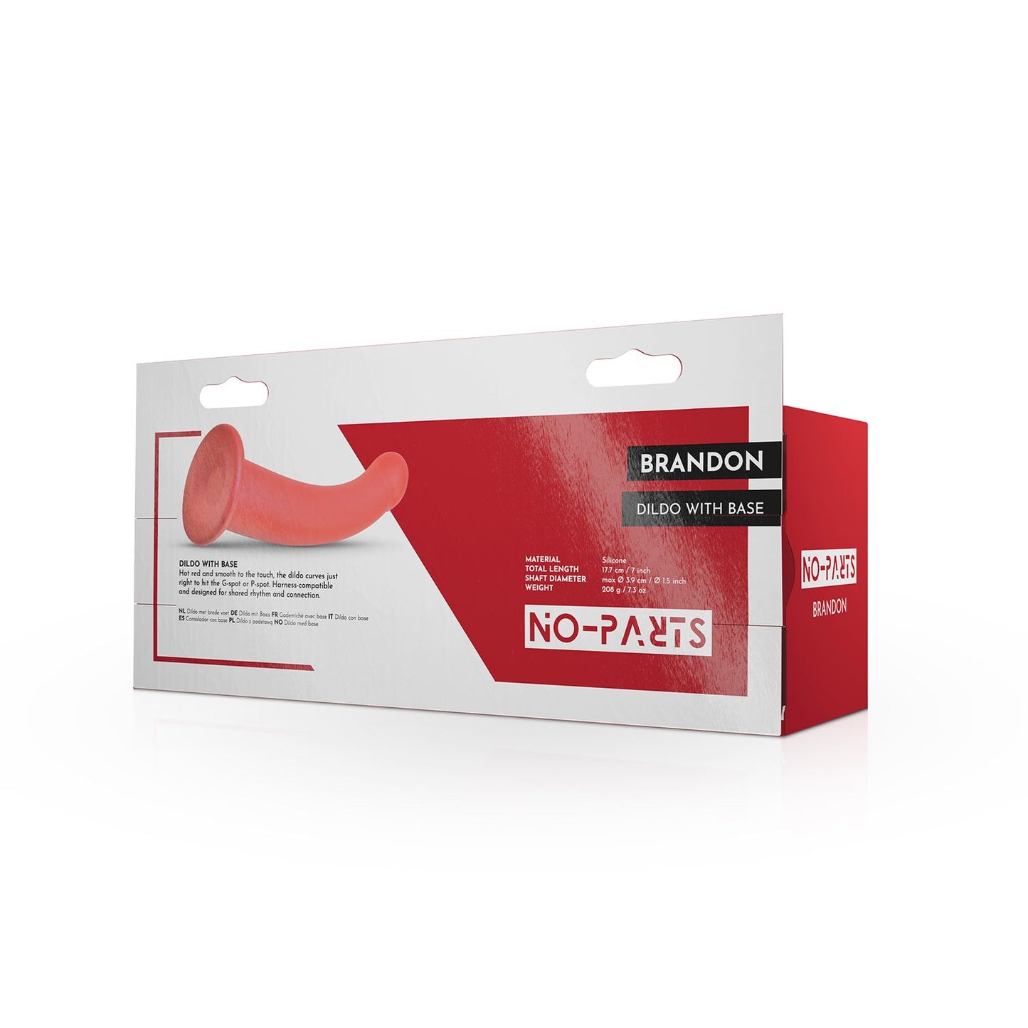 No-Parts - Brandon Dildo with Base - Red – Strap on Dildo