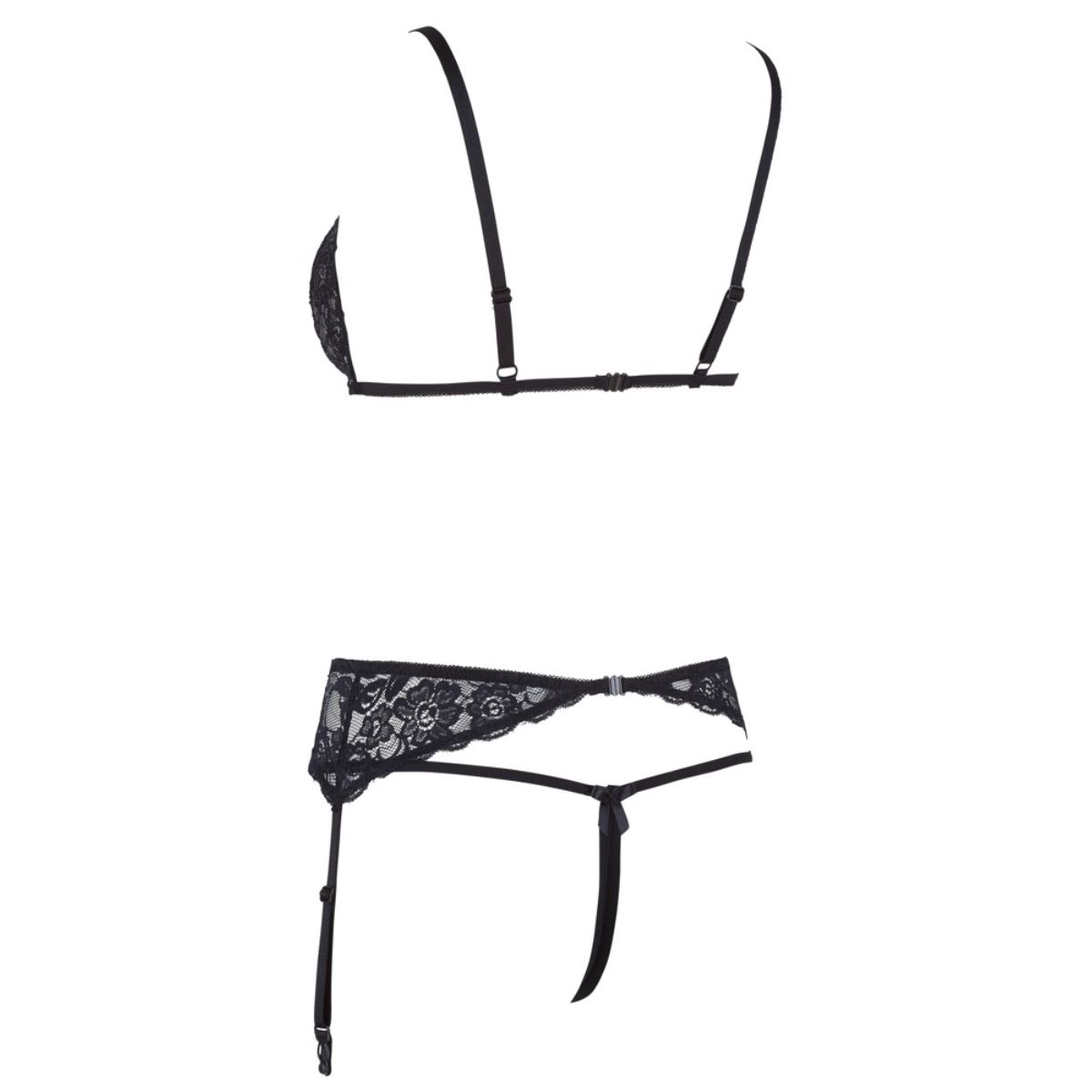 Cottelli Collection - 3-Piece Garter Set With Open Cup & Open Crotch