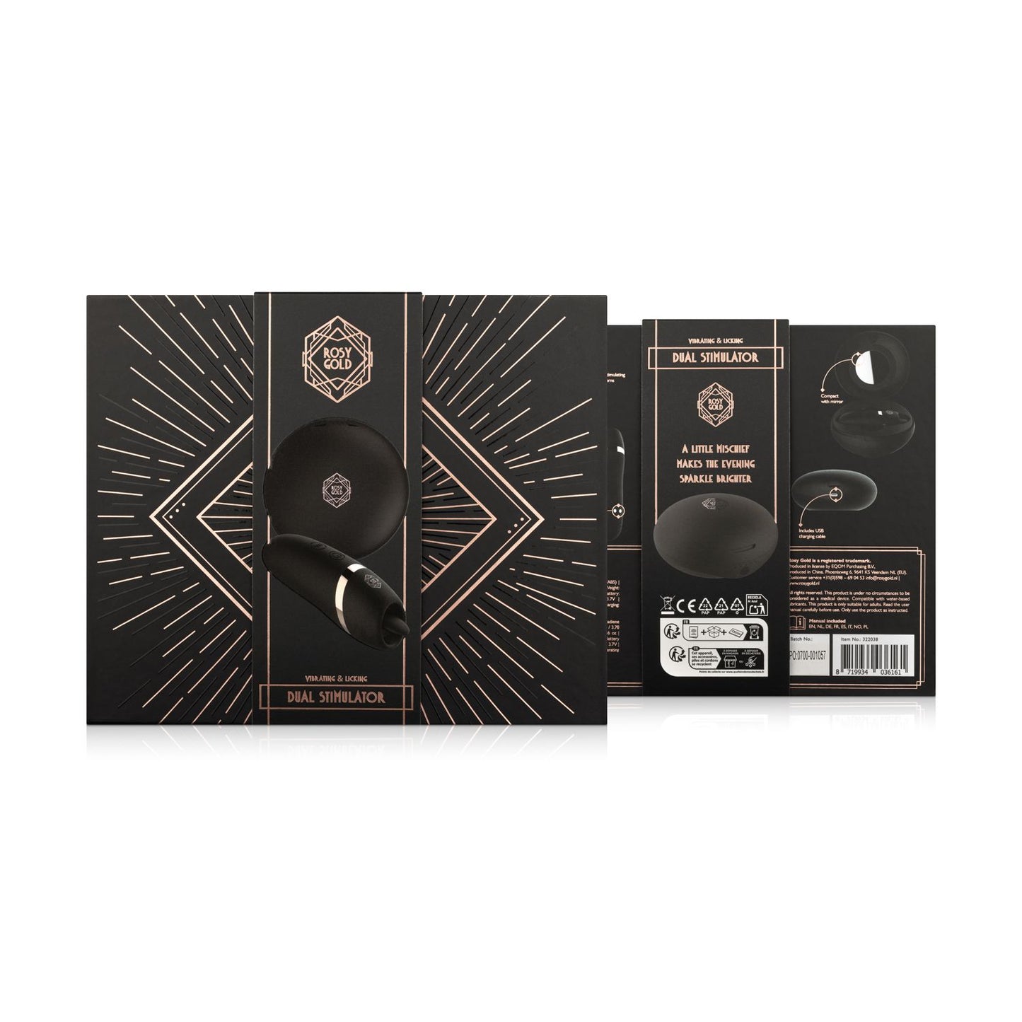 Rosy Gold – Estimulador Lambedor com Caixa de Carregamento de Luxo – Preto