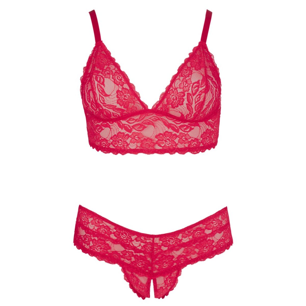 Cottelli Collection - Lace Bra Set With Open Crotch