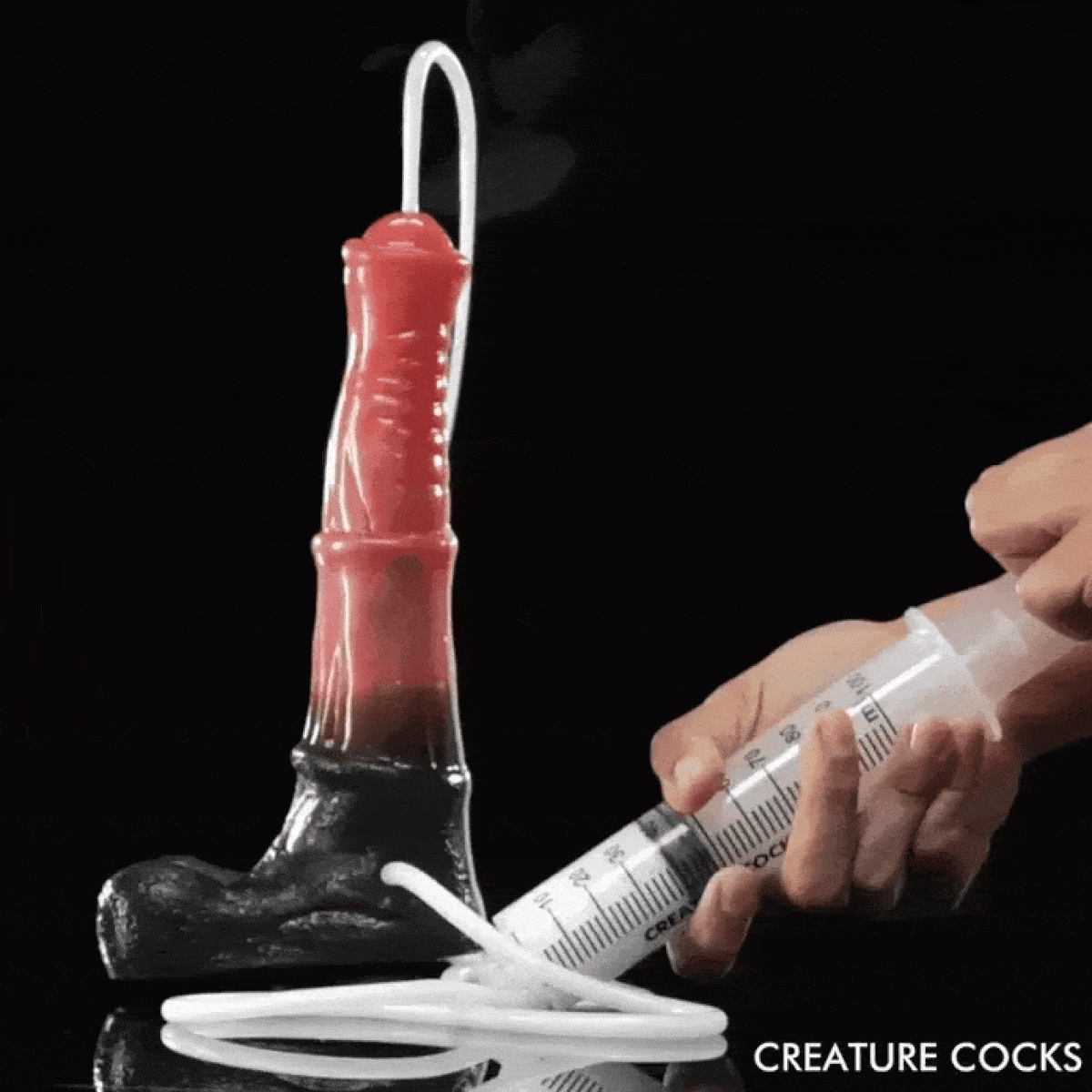 Creature Cocks - Centaur Explosion Squirting Silicone Dildo - Black/Red