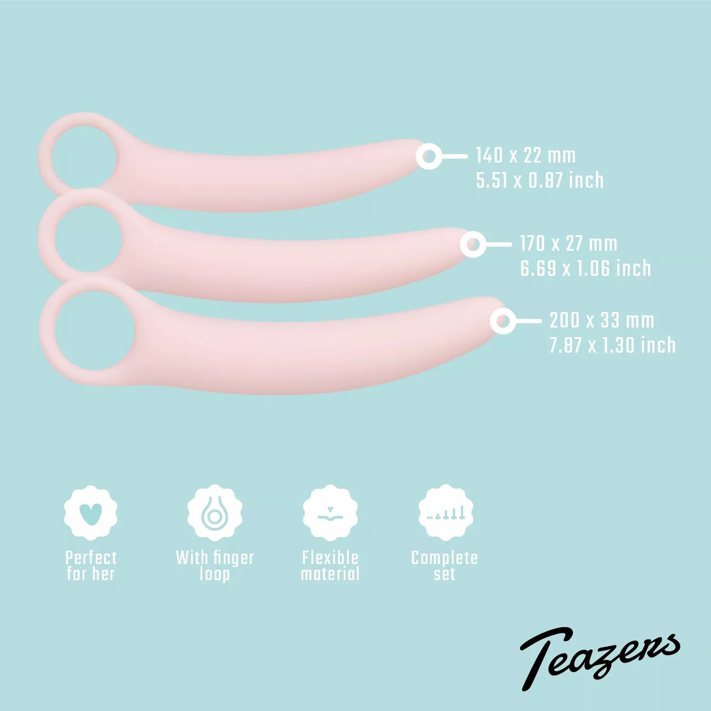 Teazers - Conjunto de Dilatadores 3 Peças - Rosa