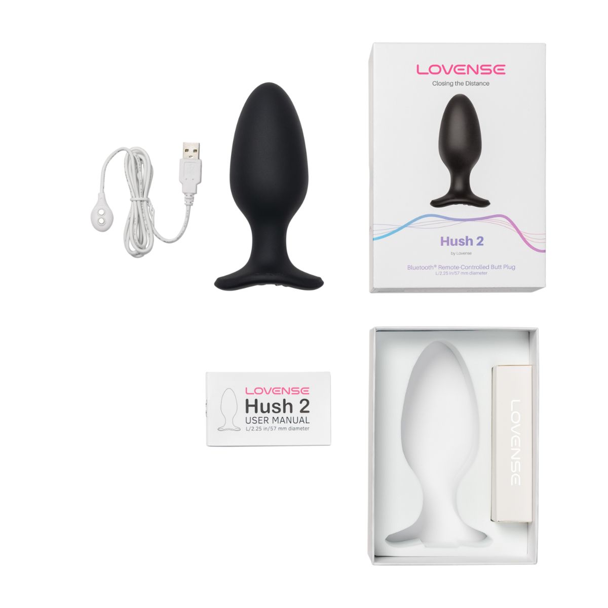 Lovense - Hush 2 Vibrating Butt Plug With App - Black