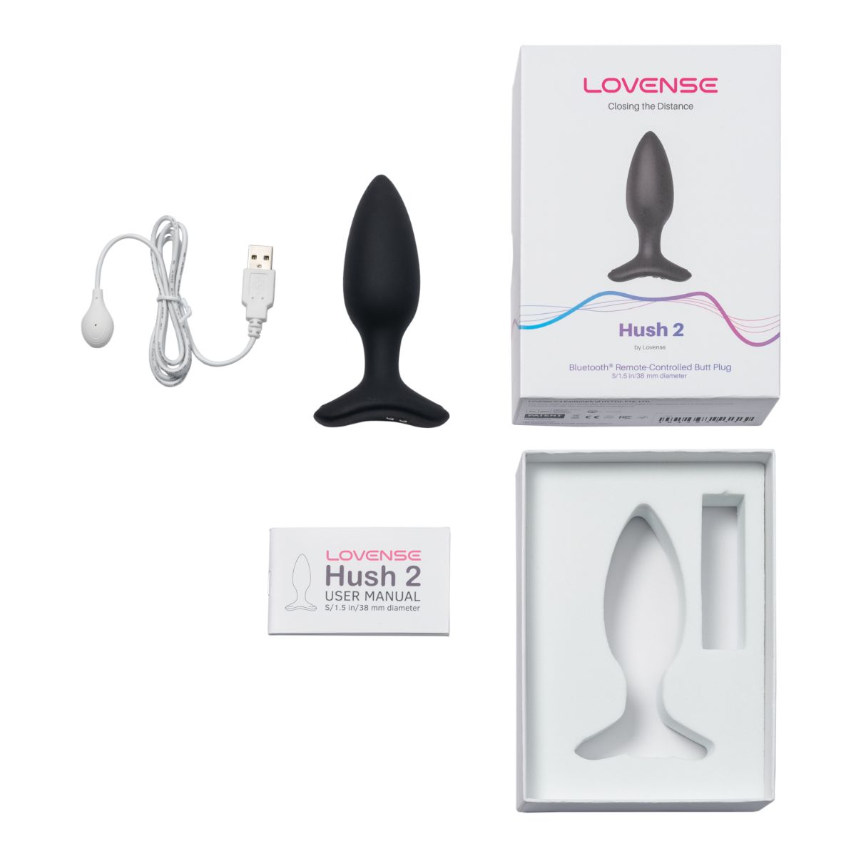 Lovense - Hush 2 Vibrating Butt Plug With App - Black