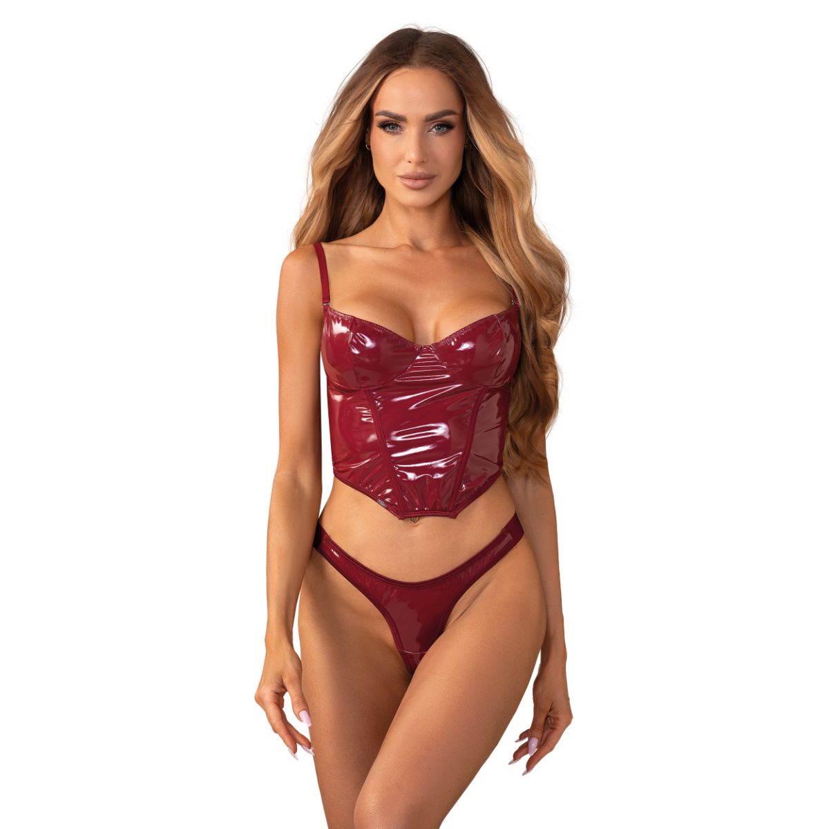 Obsessive - Redya Corset and Thong - Red – Lace Up Corset