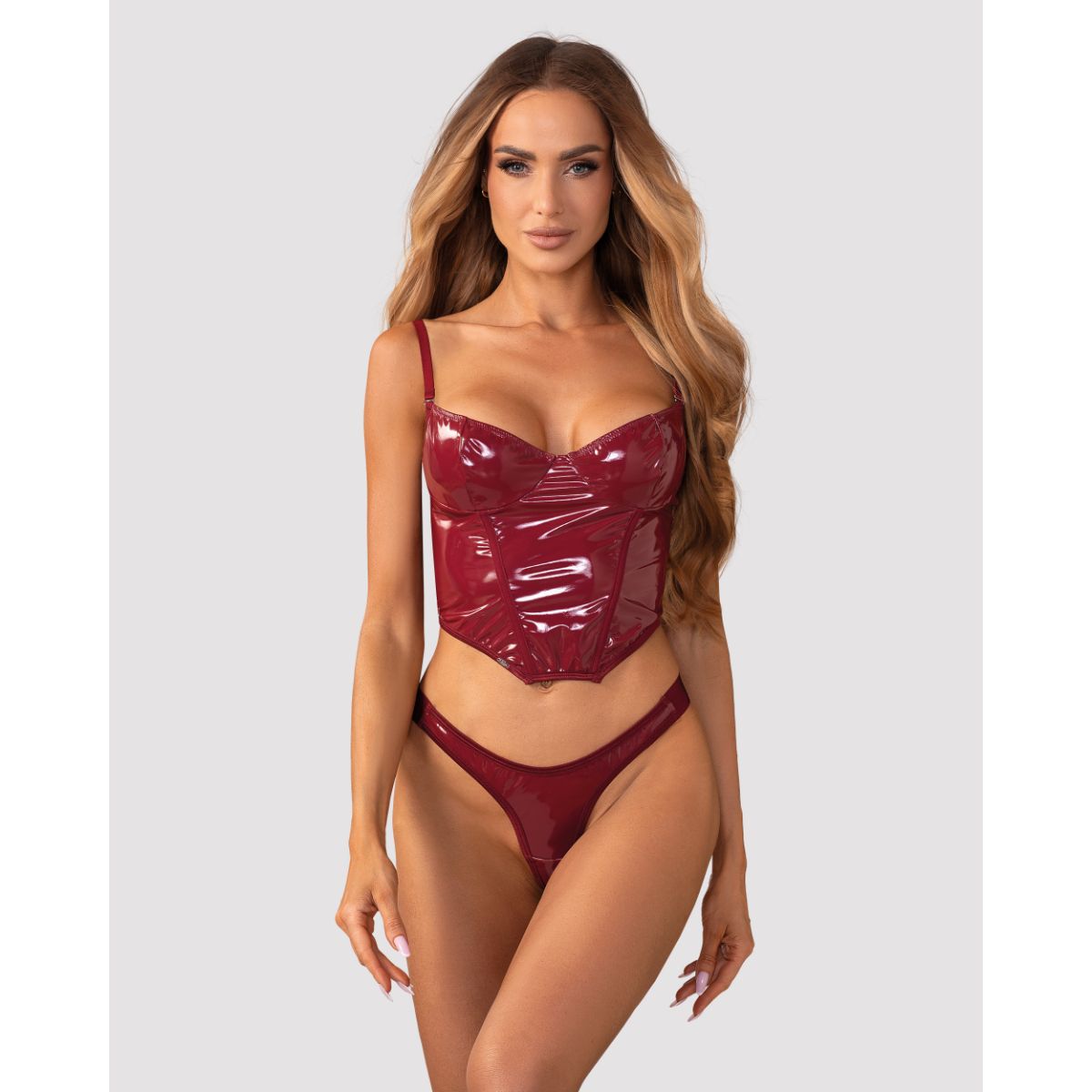 Obsessive - Redya Corset and Thong - Red – Lace Up Corset