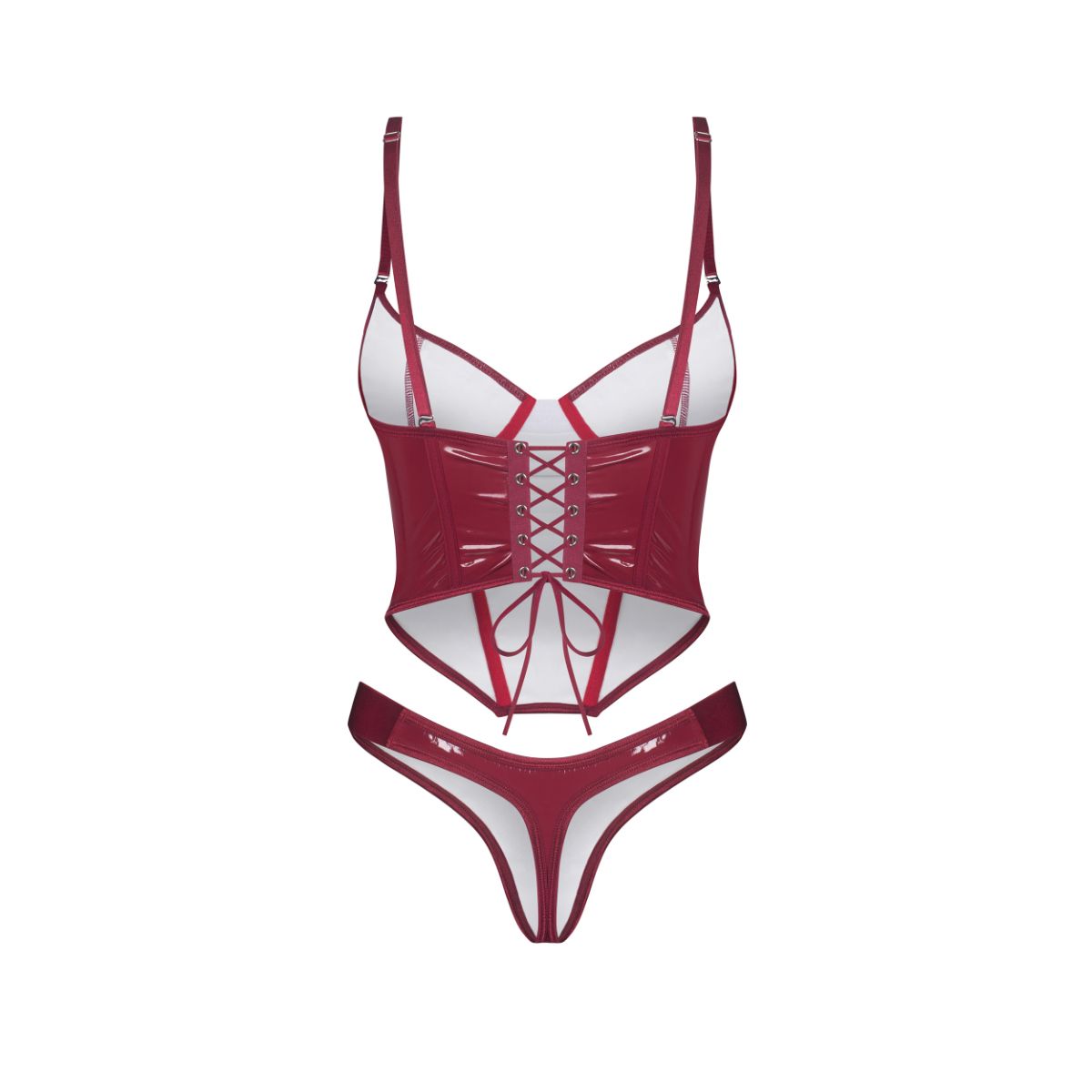 Obsessive - Redya Corset and Thong - Red – Lace Up Corset