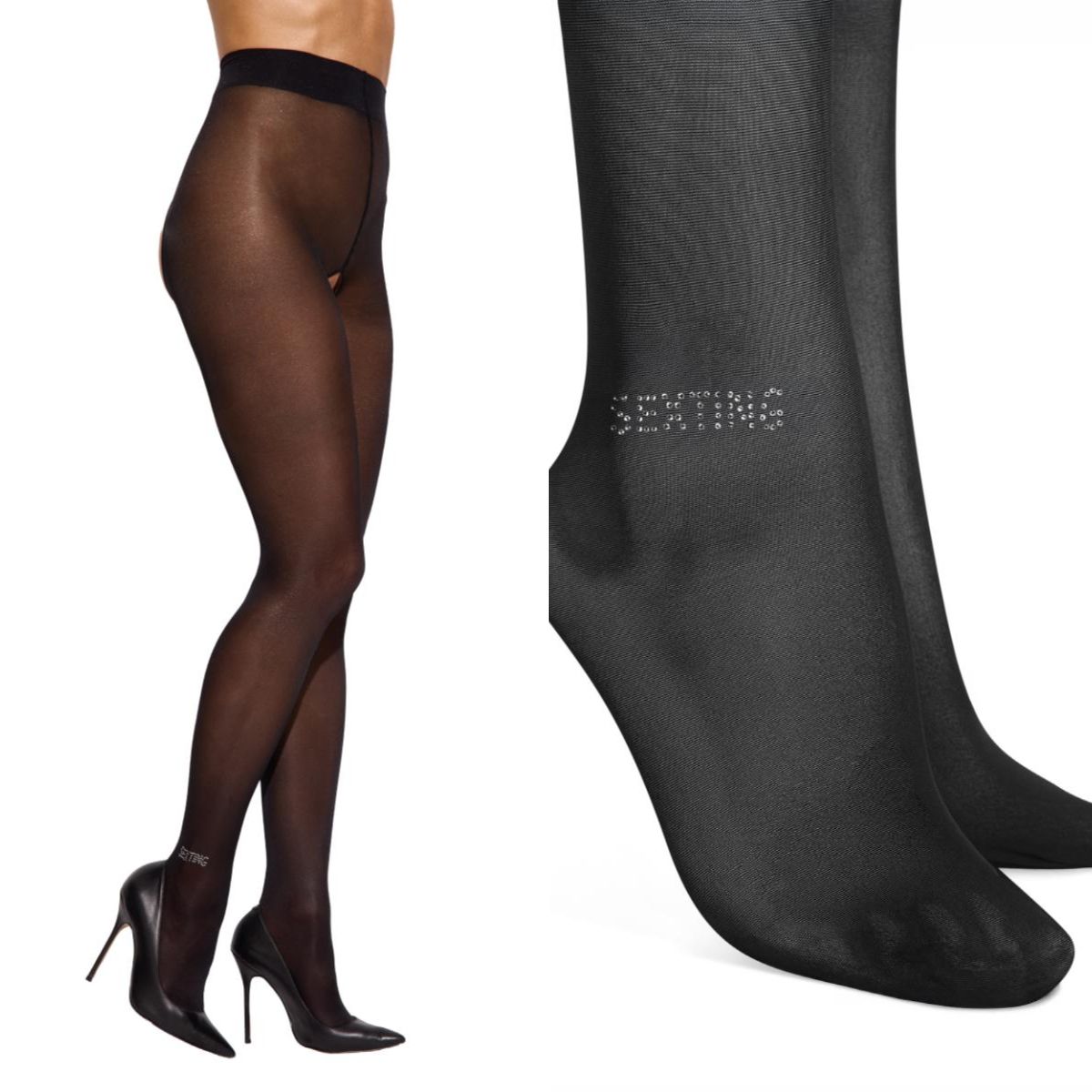 Obsessive - Norless Sexy Crotchless Tights - Black – Crotchless Knickers
