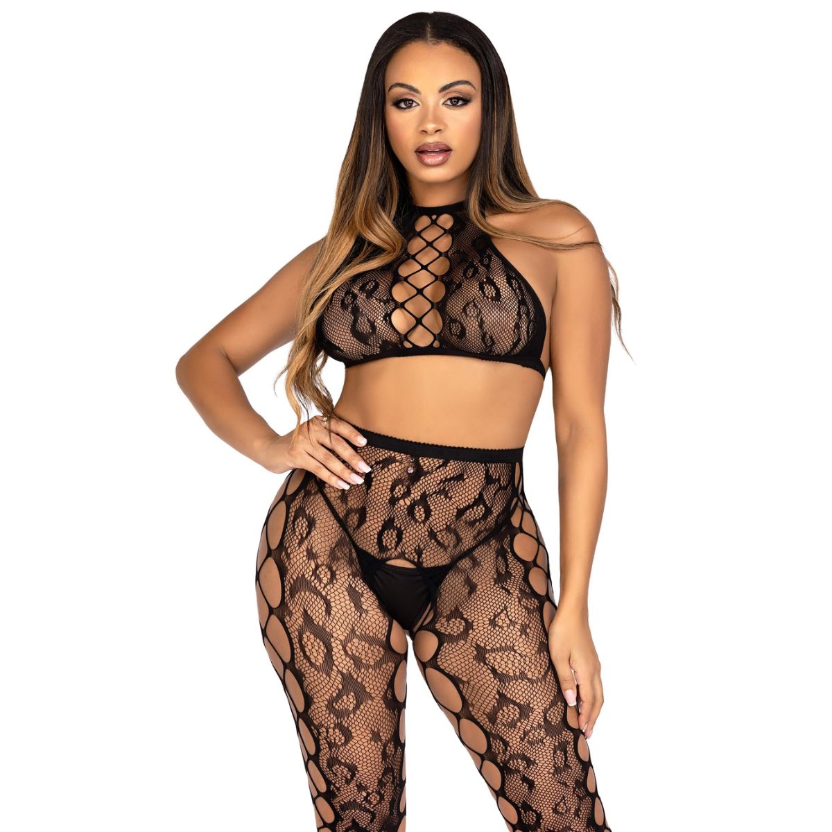 Crop Top and Open Crotch Tights | Leg Avenue